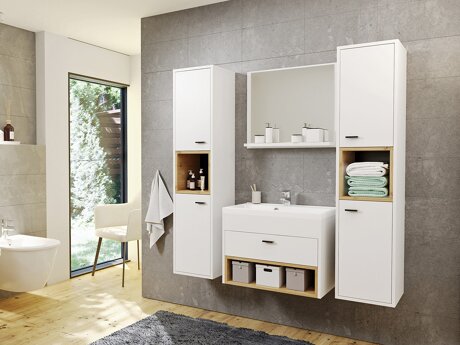 Kylpyhuonesetti Velum II (Valkoinen + Artisaanitammi)