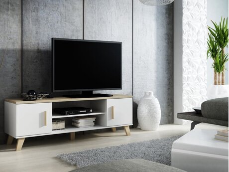 TV-taso Larfloi 108 (Valkoinen + Sonoma-tammi)