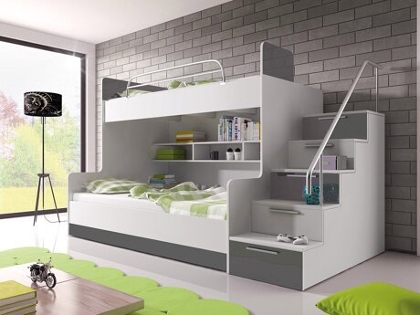 Bunk bed Campus (White + Glossy white + Glossy grey)