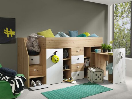 Loft bed Hartford 361 (Artisan oak + White)