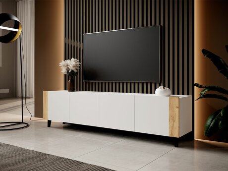TV-taso Charlotte 184 (Valkoinen + Craft tammi)