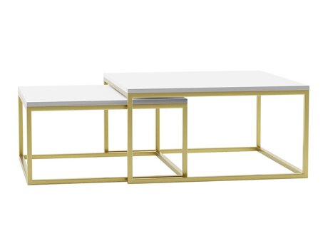 Sohvapöytäsetti Oswego 102 (Valkoinen + Kultainen)