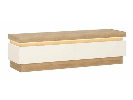 TV stand Feldeli 101 (Riviera oak + Glossy white)