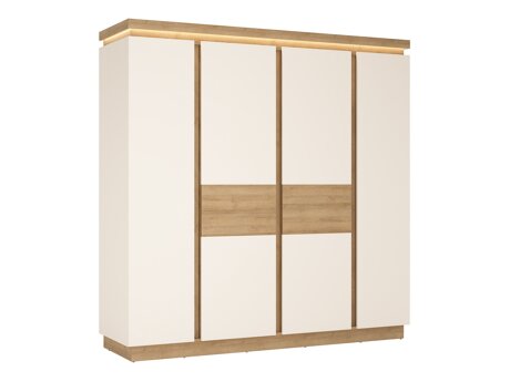 Vaatekaappi Feldeli 116 (Riviera tammi + Kiiltävä valkoinen)