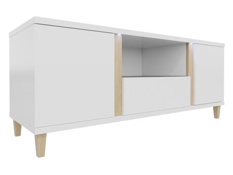 TV stand Florem (White + Glossy white + Light wood)