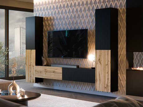 Living room set Species II (Black + Wotan Oak)