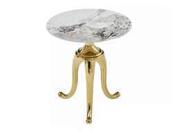 Sivupöytä Detroit 780 (Valkoinen marmori + Kultainen)
