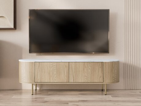 TV-taso Comfivo Livtena (Valkoinen marmori + Kultainen)
