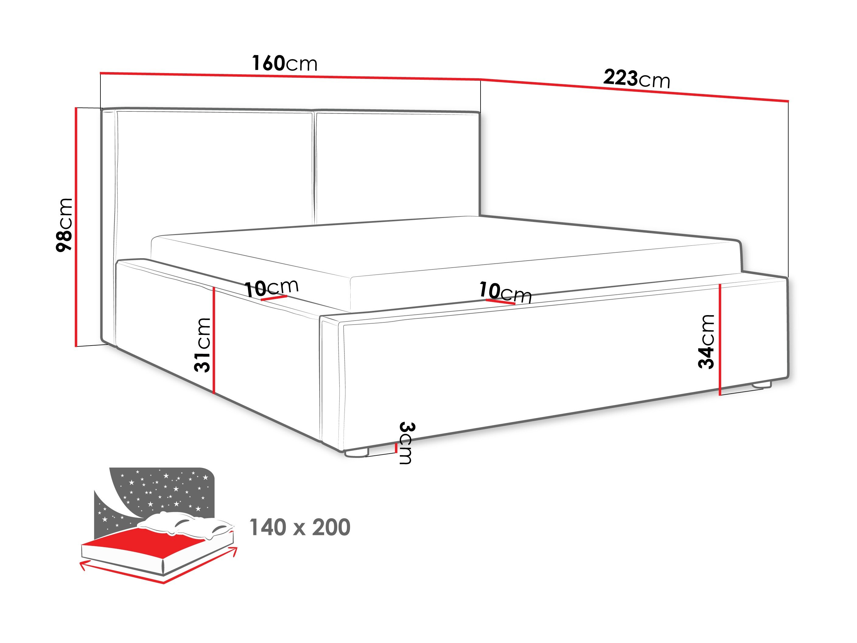 Sänky TrendyNest Pelagia (Coral 15)