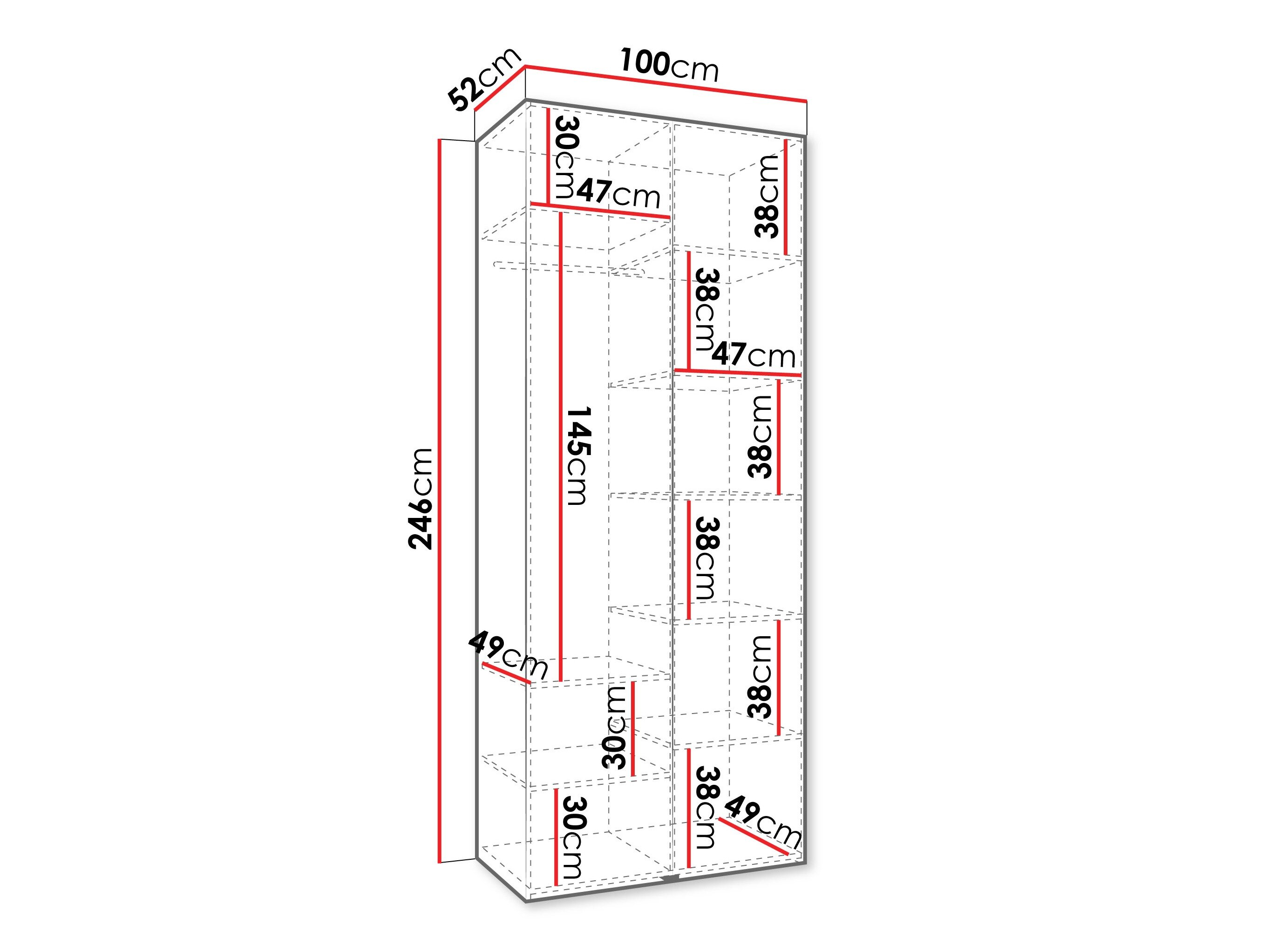 Vaatekaappi Hartford 540 (Valkoinen)