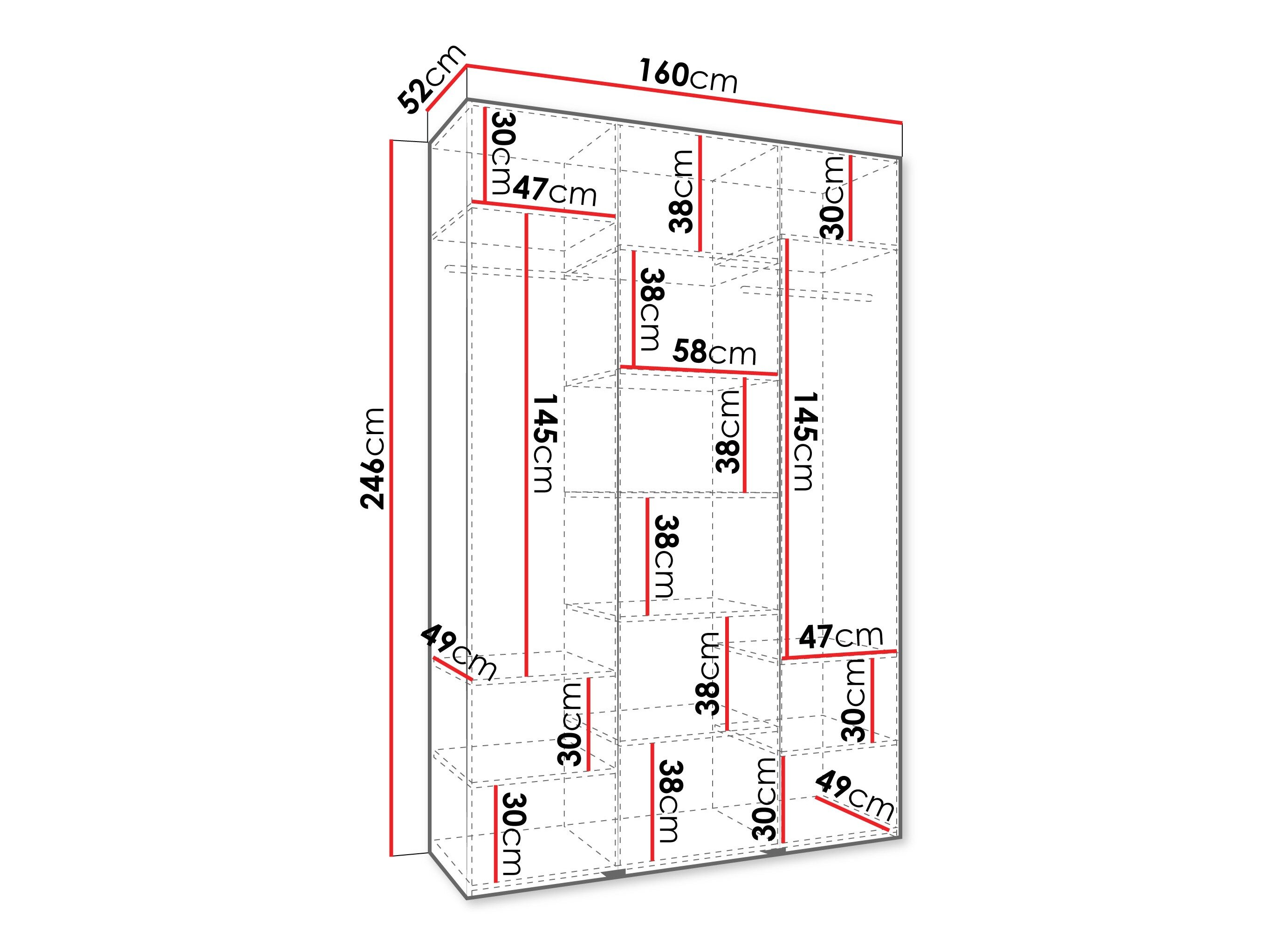 Vaatekaappi Hartford 544 (Valkoinen)
