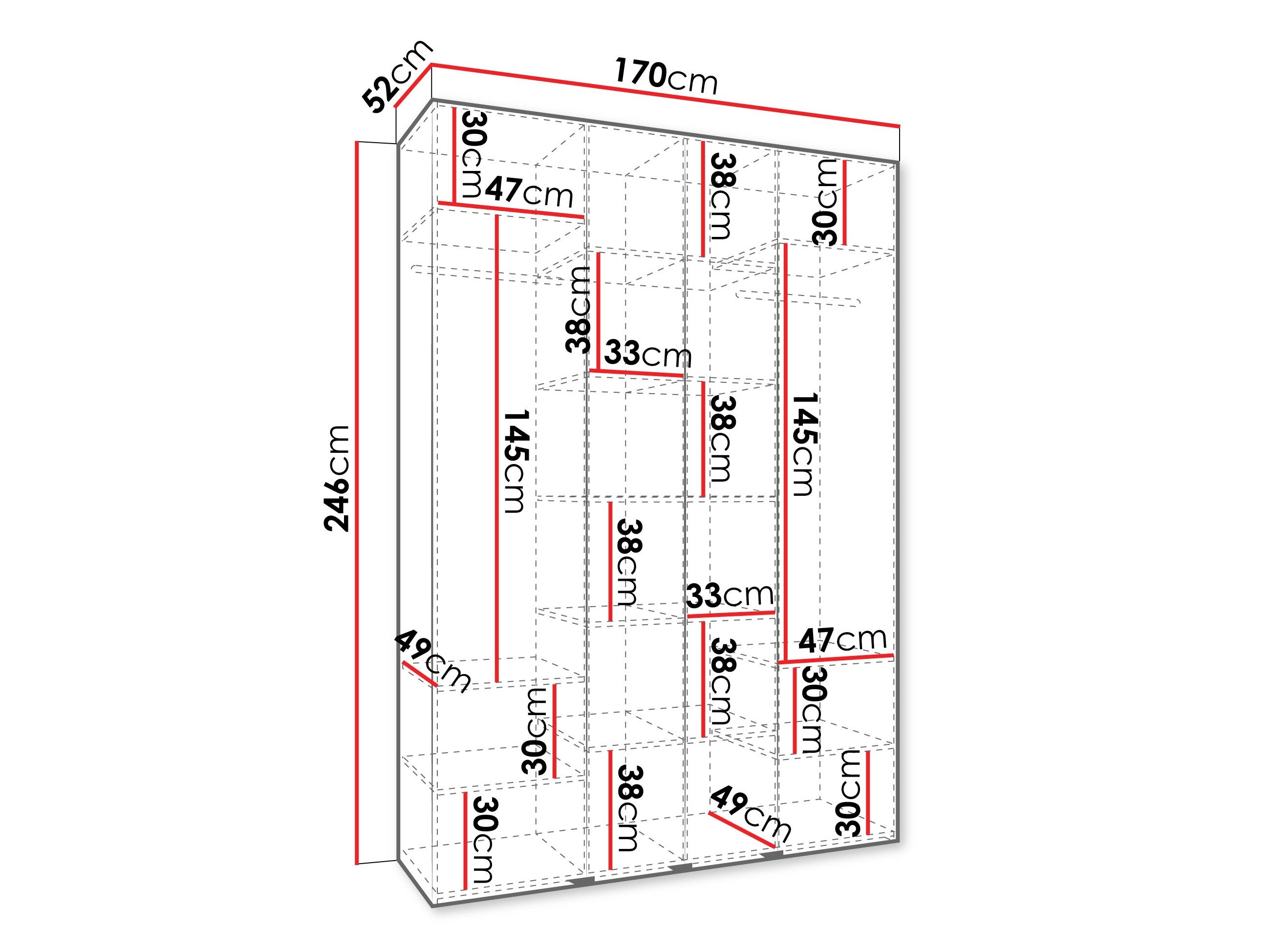 Vaatekaappi Hartford 554 (Valkoinen)