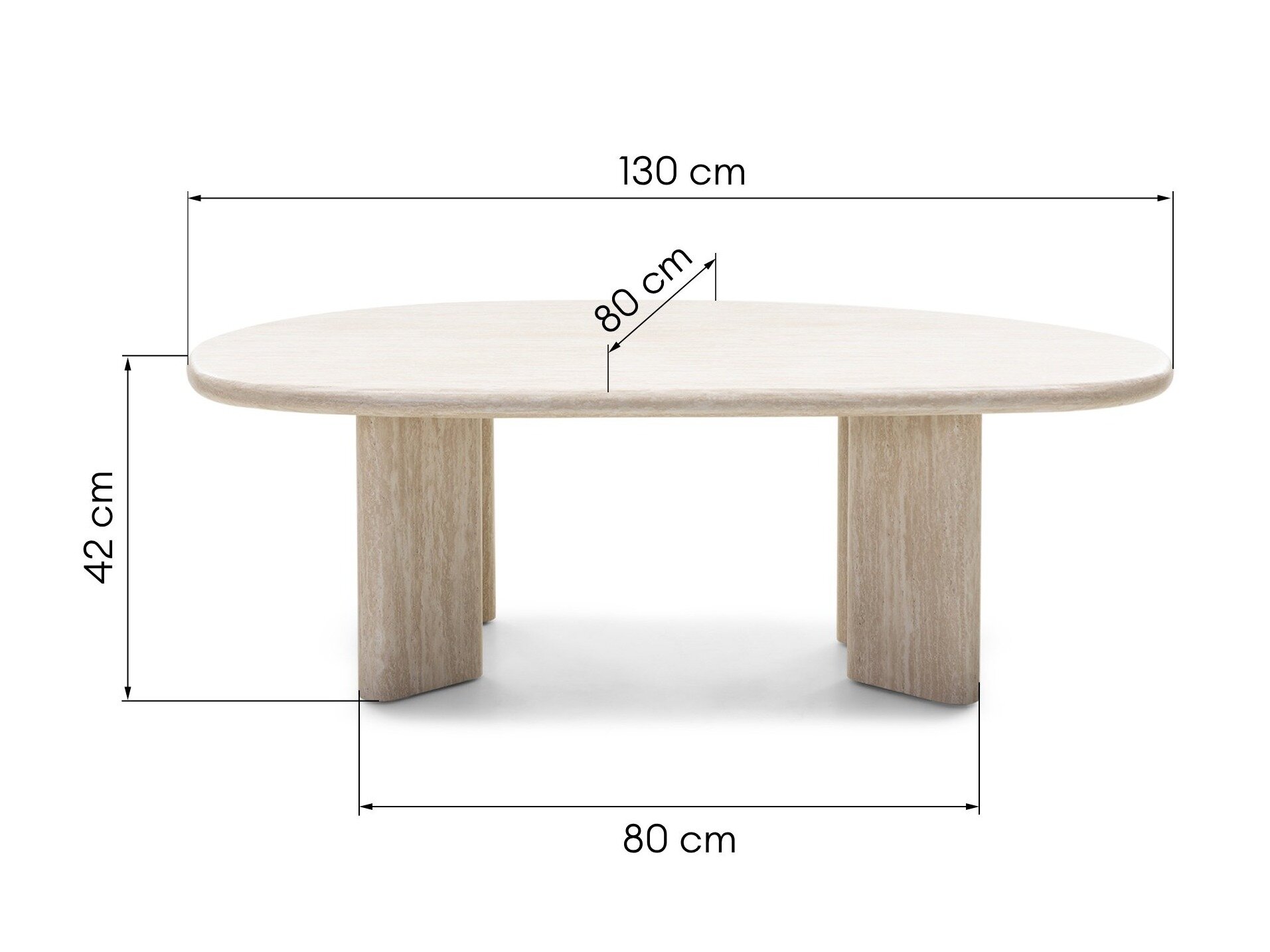 Sohvapöytä Burleson 476 (Vaalea Travertine)