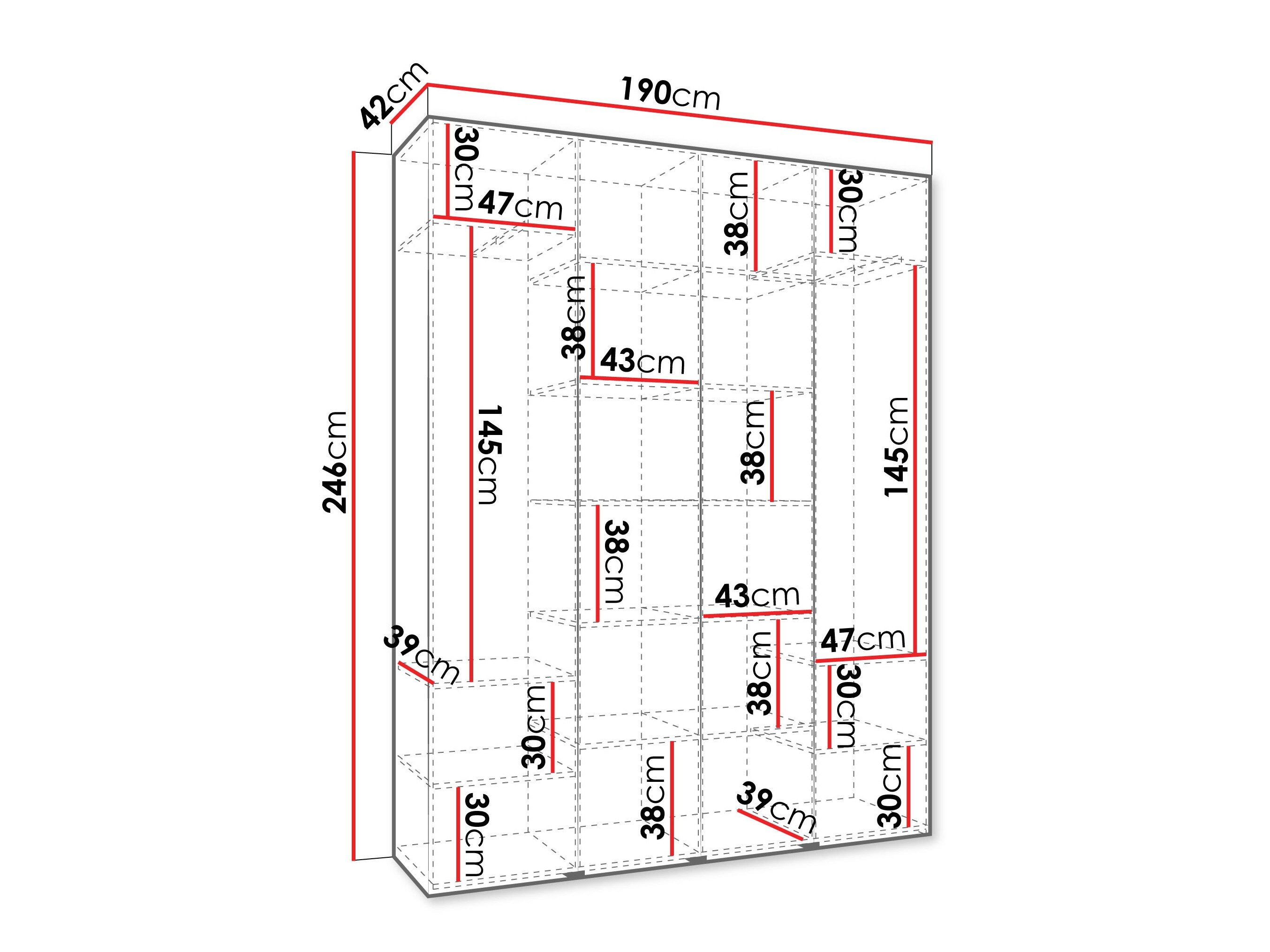 Vaatekaappi Hartford 564 (Valkoinen)