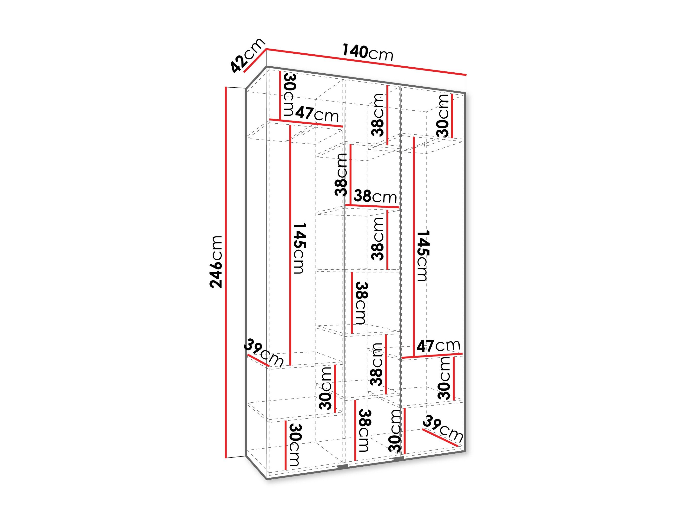Vaatekaappi Hartford 571 (Valkoinen)