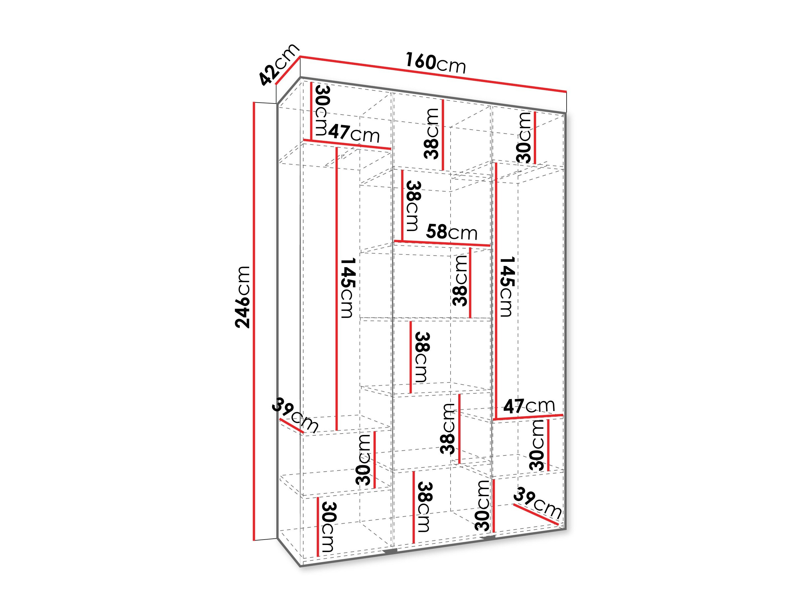 Vaatekaappi Hartford 571 (Valkoinen)