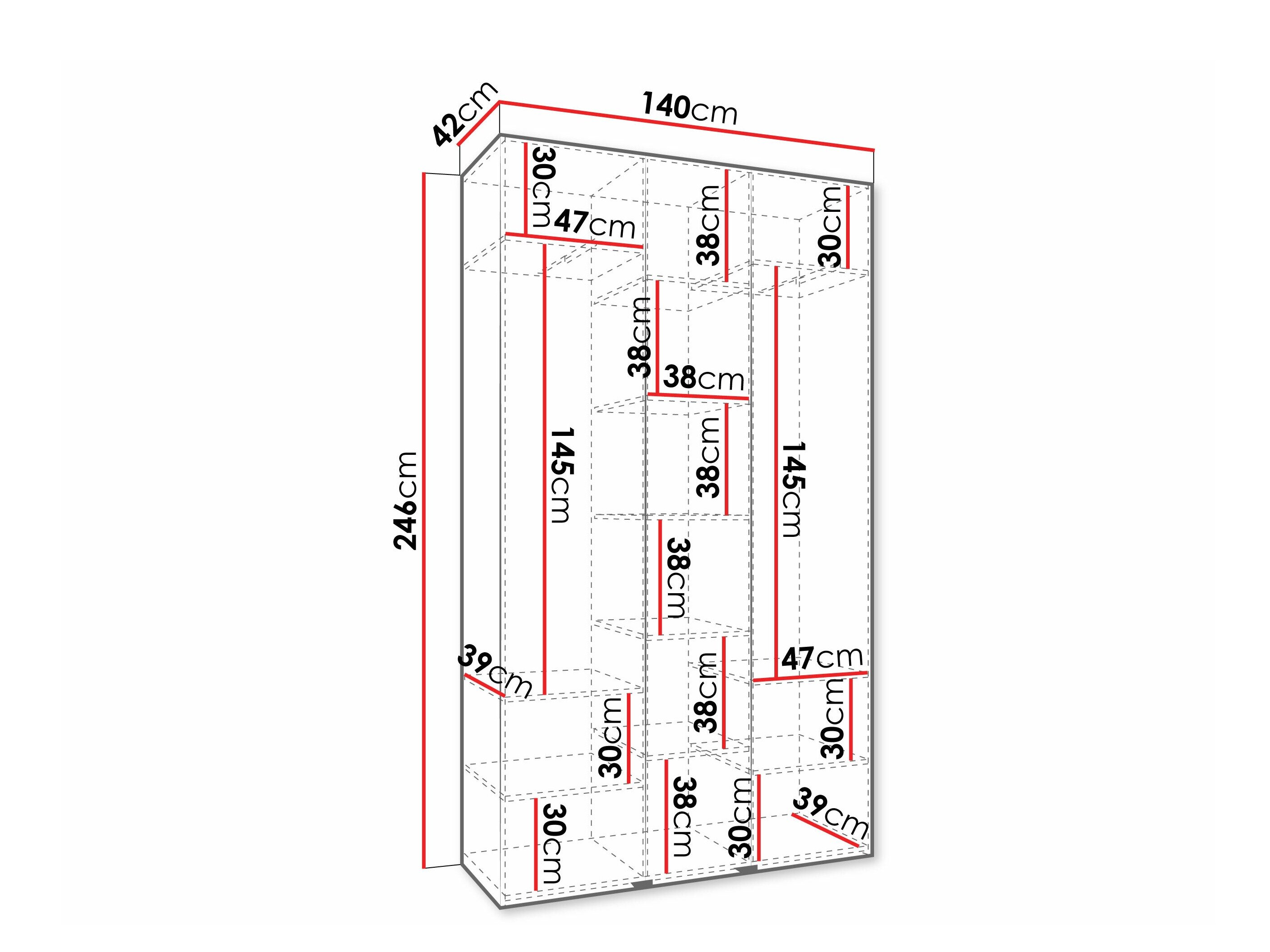 Vaatekaappi Hartford 573 (Valkoinen)
