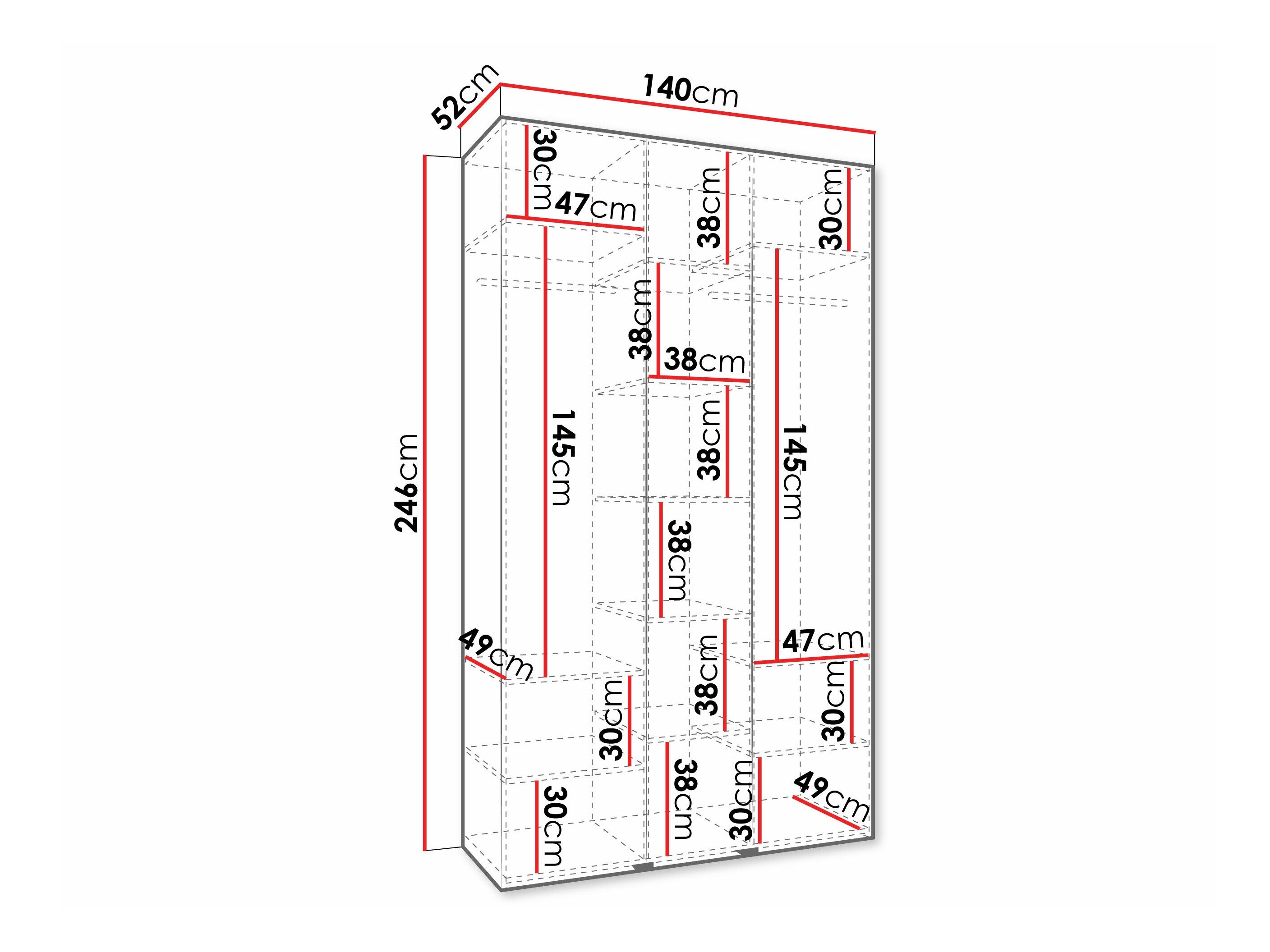 Vaatekaappi Hartford 573 (Valkoinen)