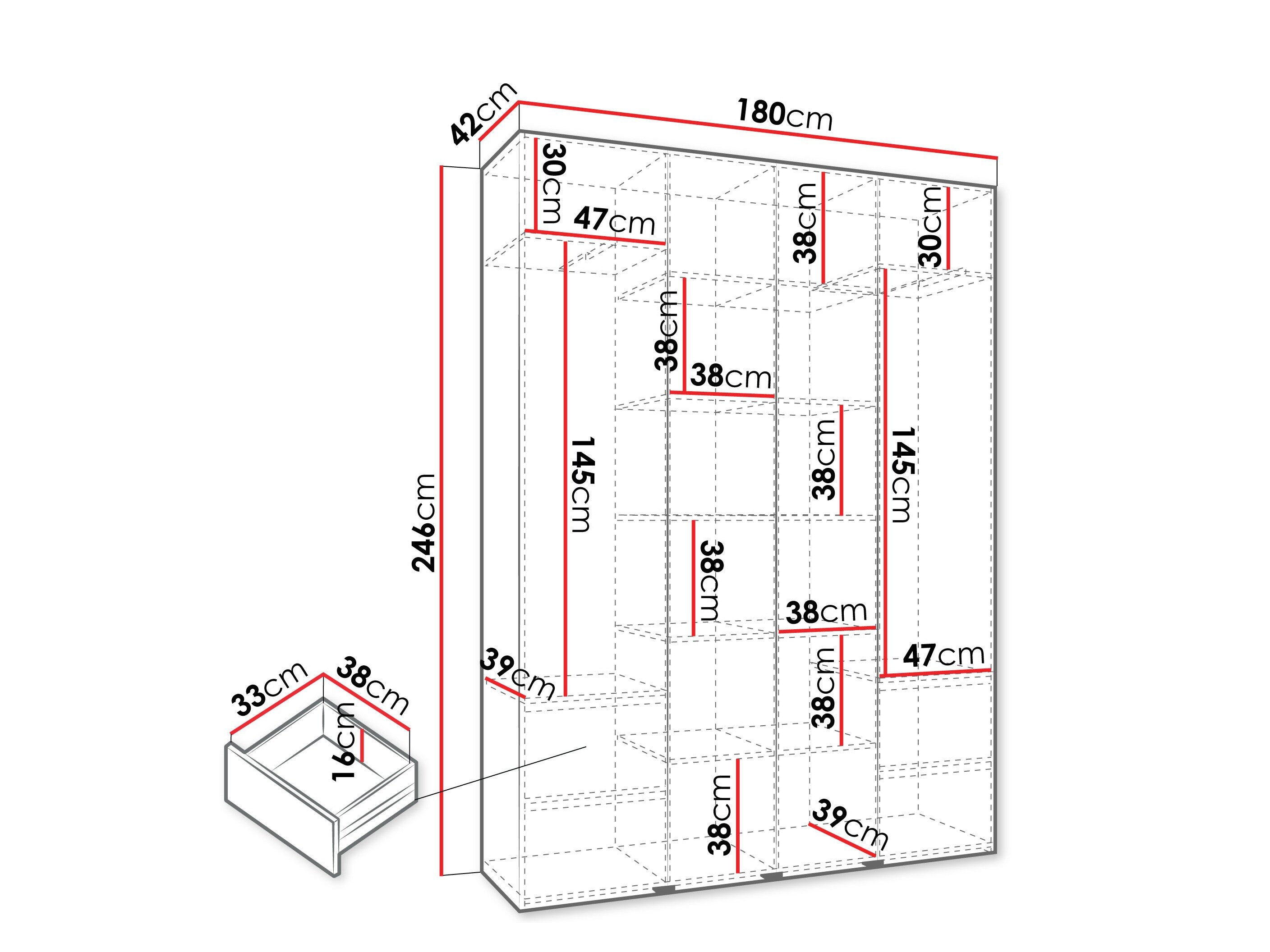 Vaatekaappi Hartford 574 (Valkoinen)