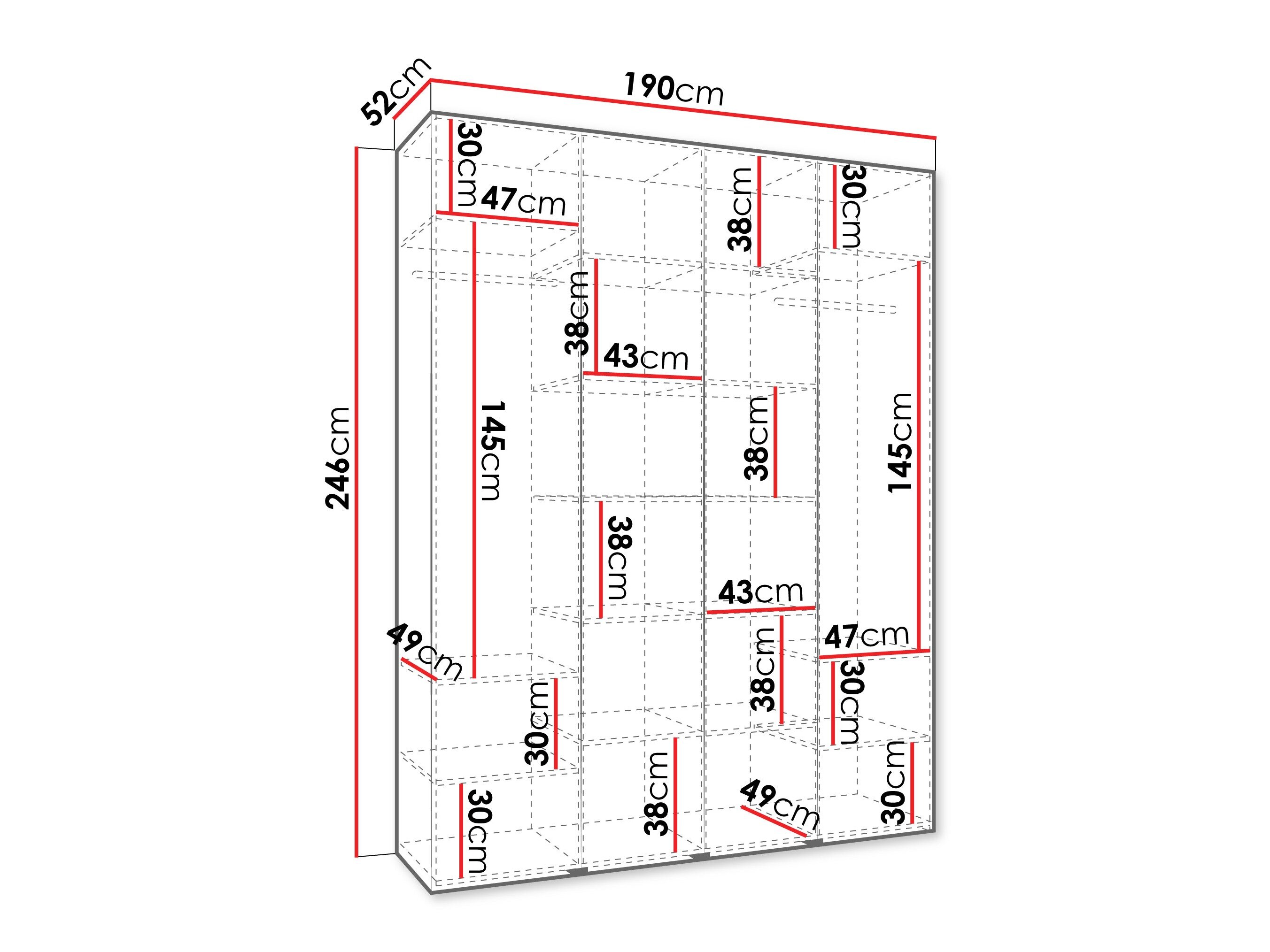 Vaatekaappi Hartford 574 (Valkoinen)