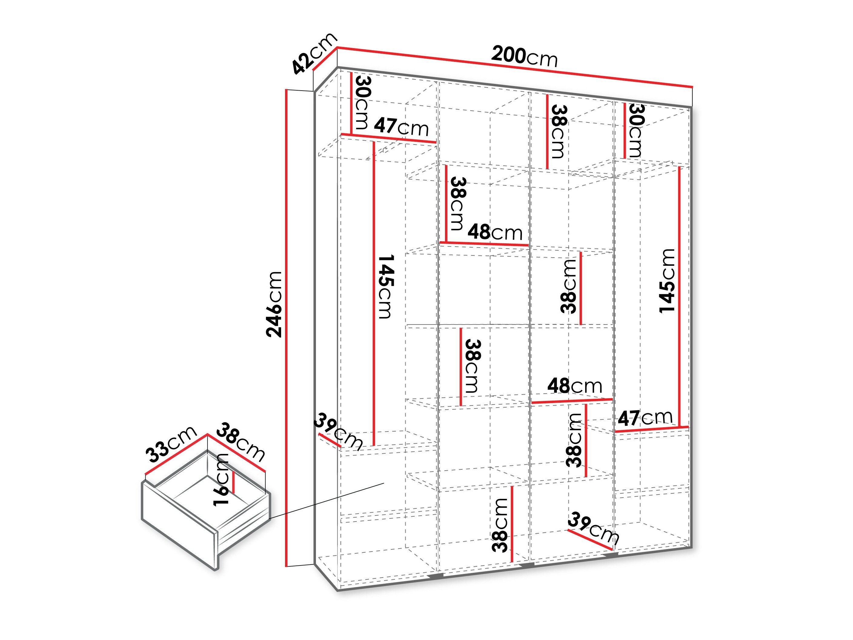 Vaatekaappi Hartford 574 (Valkoinen)