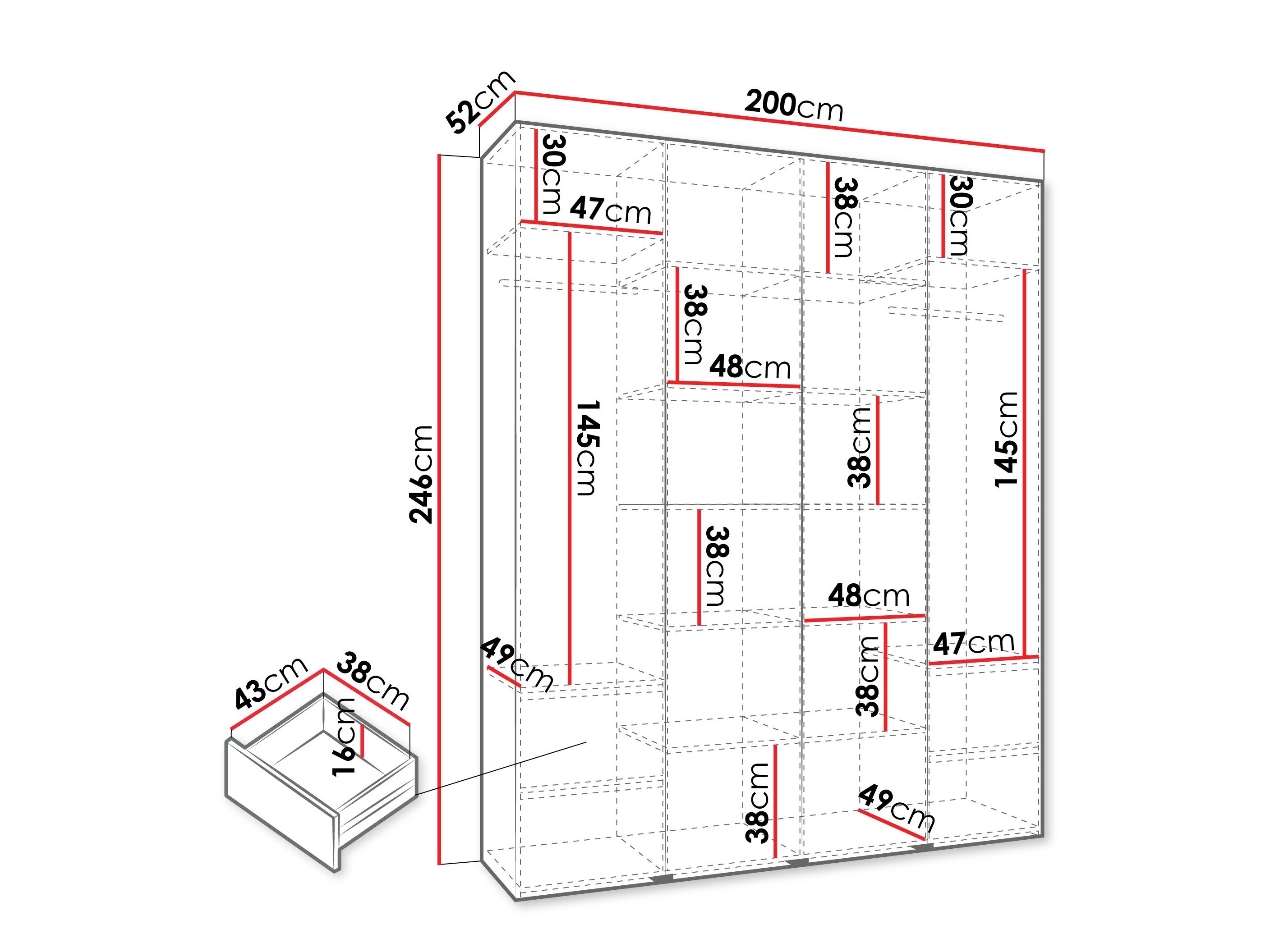 Vaatekaappi Hartford 554 (Valkoinen)
