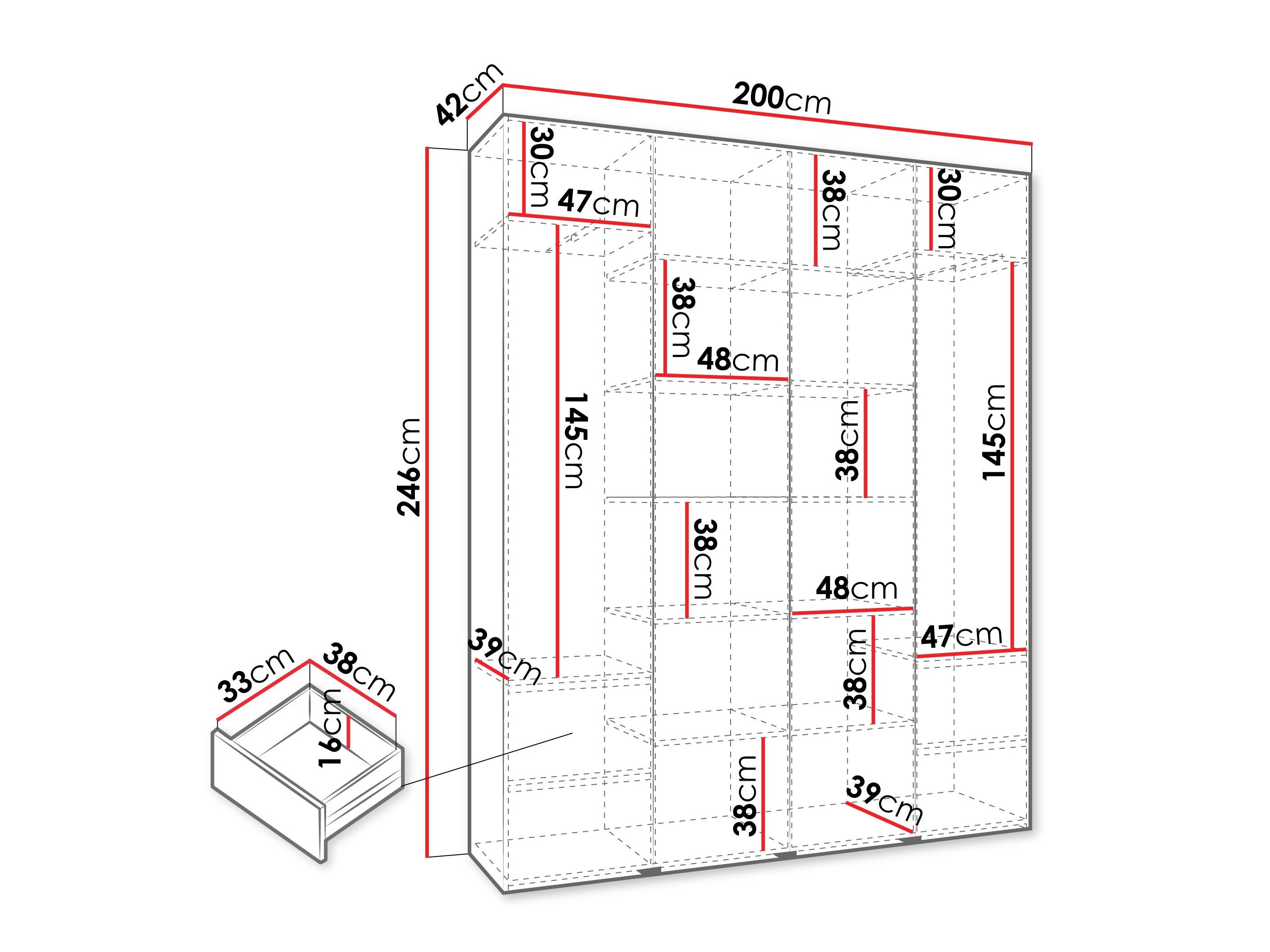 Vaatekaappi Hartford 554 (Valkoinen)