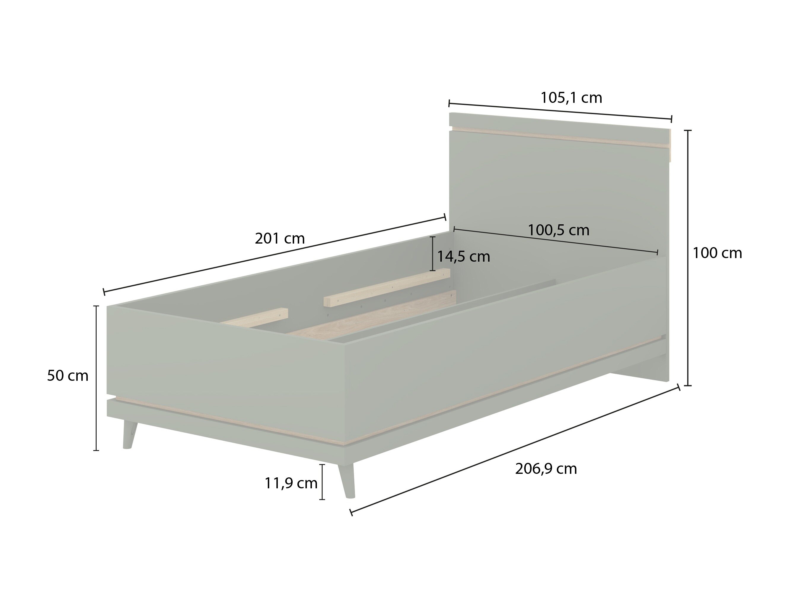 Sänky Fertalu 107 (Vihreä + Tammi)