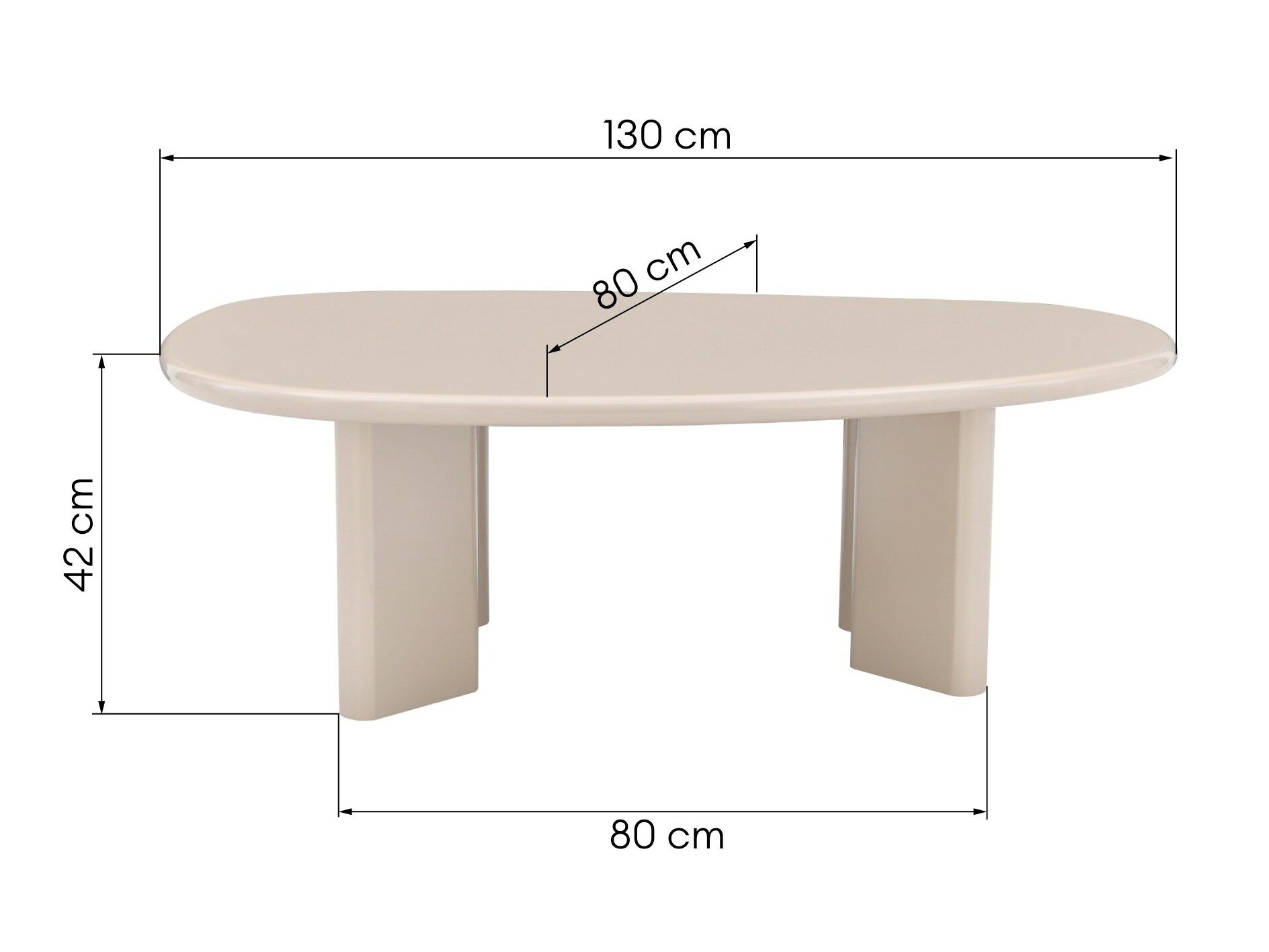 Sohvapöytä Burleson 476 (Kiiltävä Beige)
