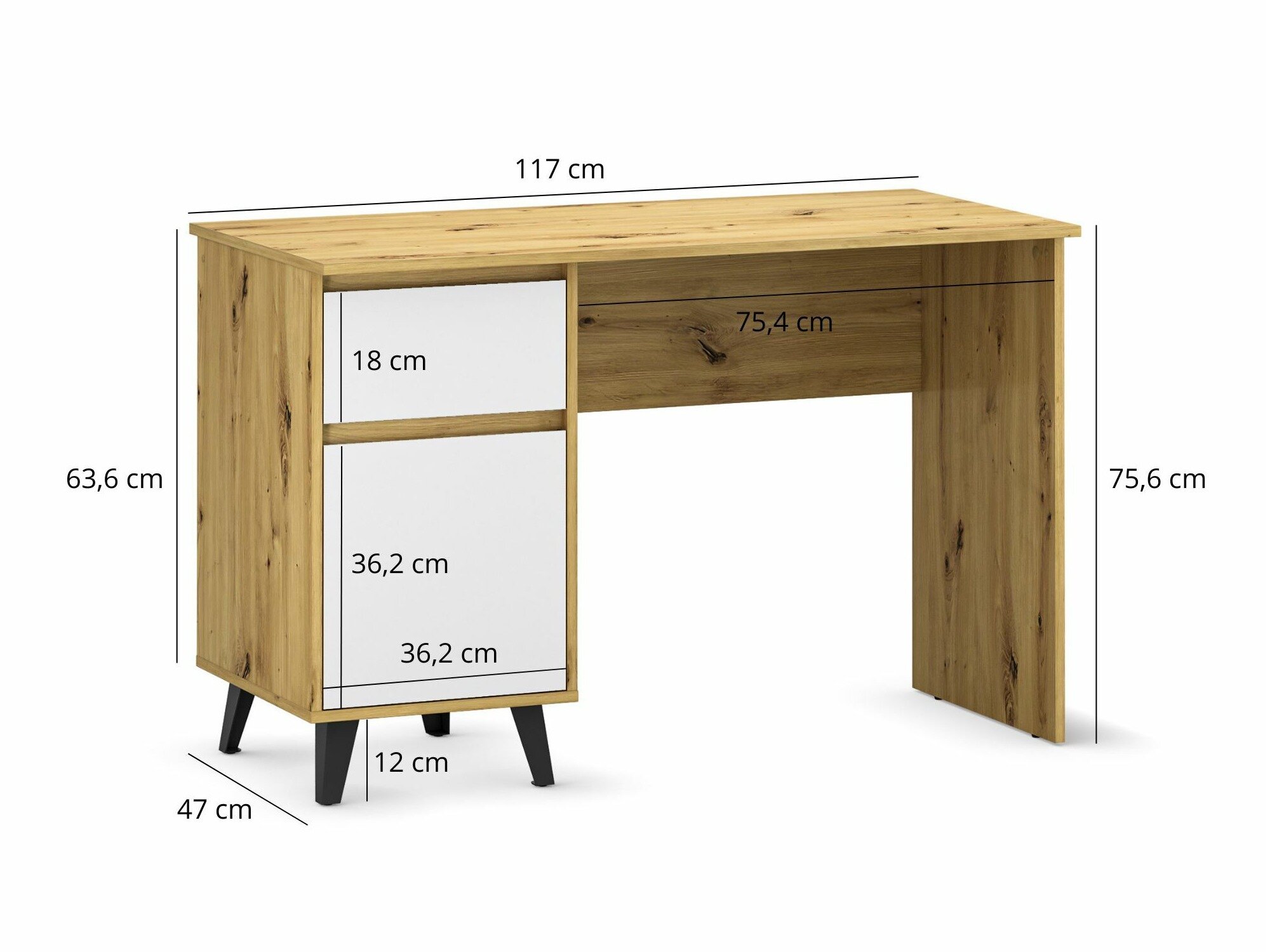 Työpöytä Tetena 100 (Artisaanitammi + Valkoinen)