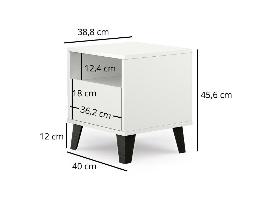 Yöpöytä Tetena 105 (Valkoinen)