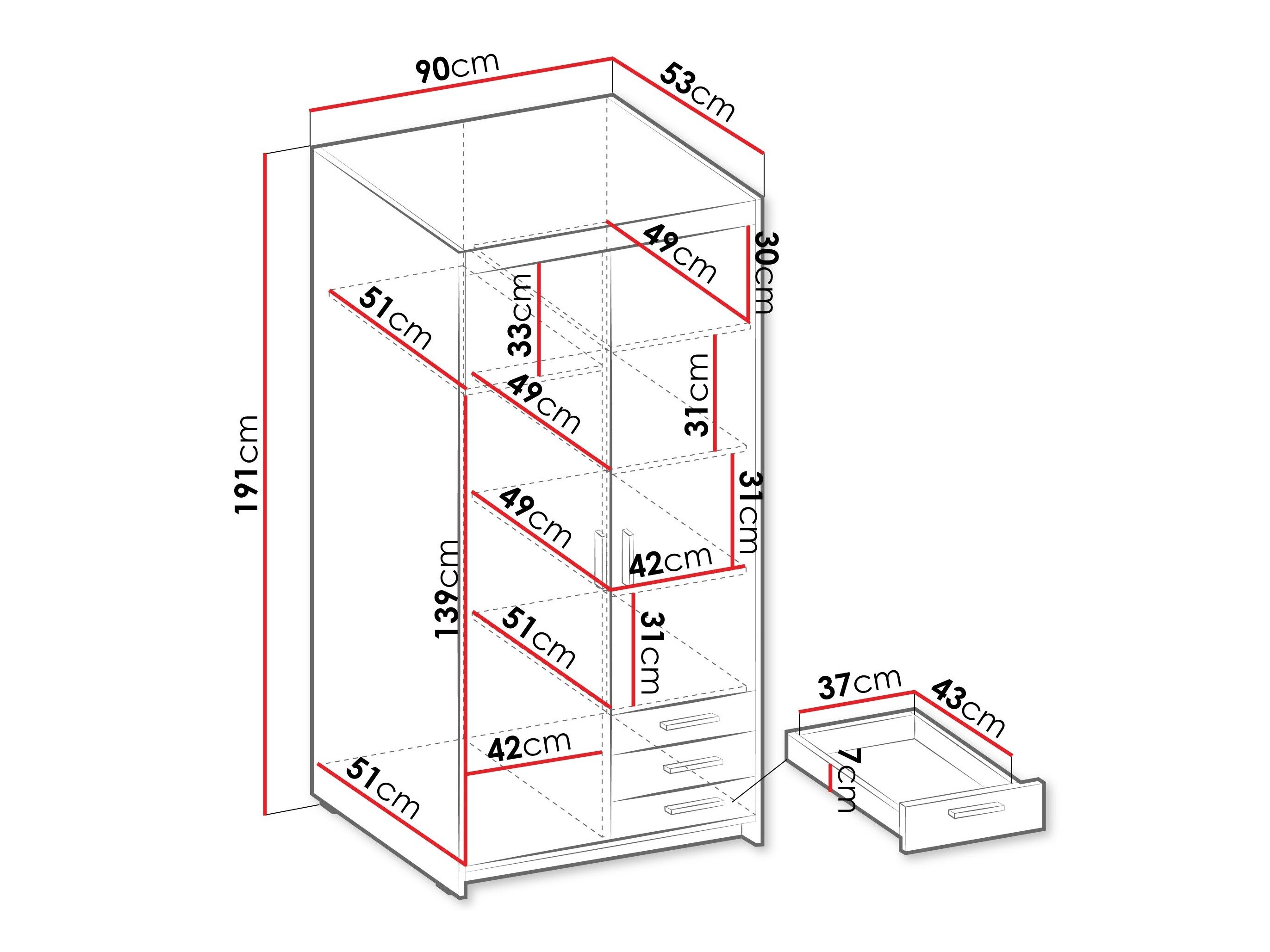 Vaatekaappi Novduni 112 (Tammi)