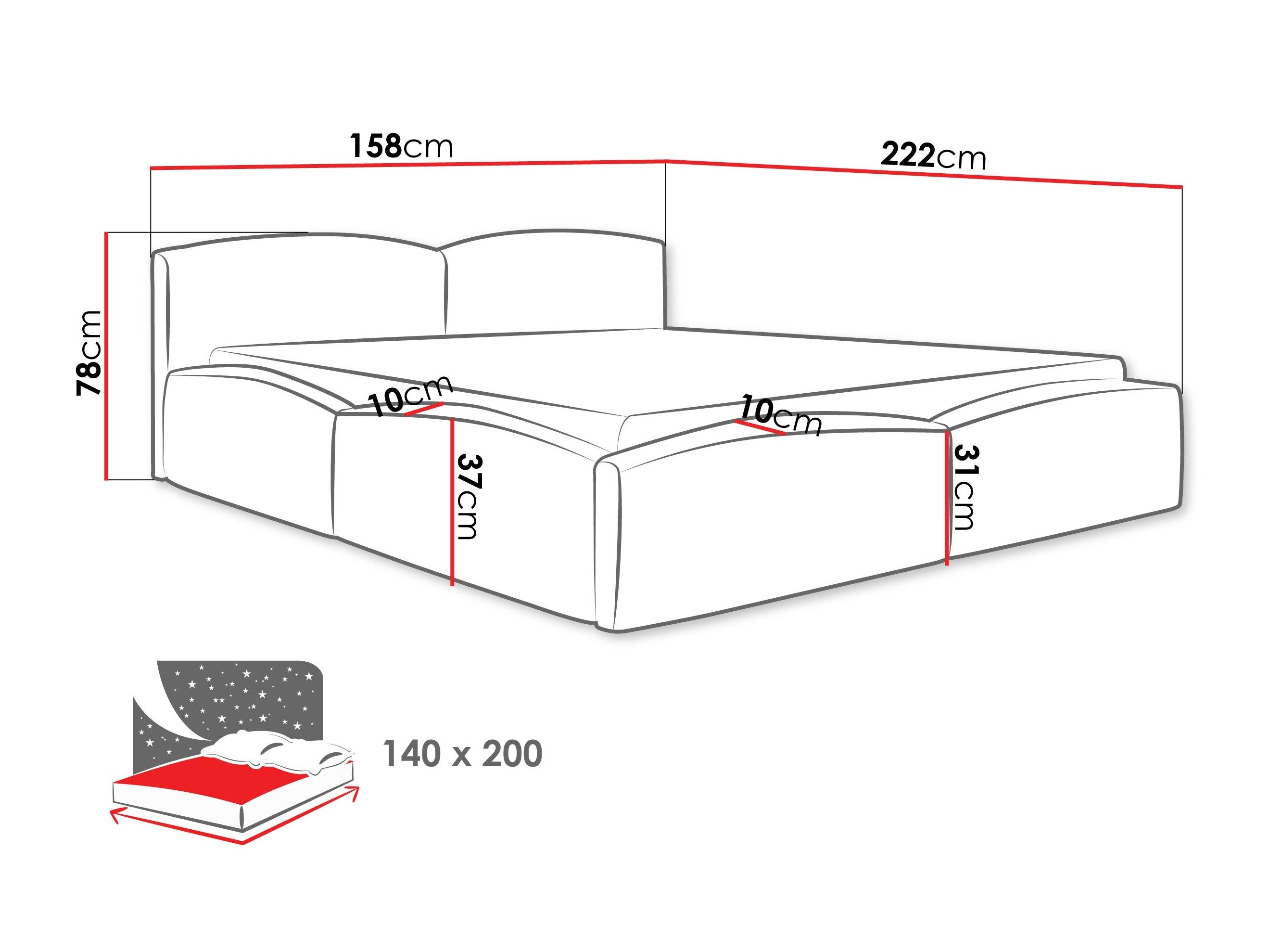 Sänky TrendyNest Titis (Lumo 75)