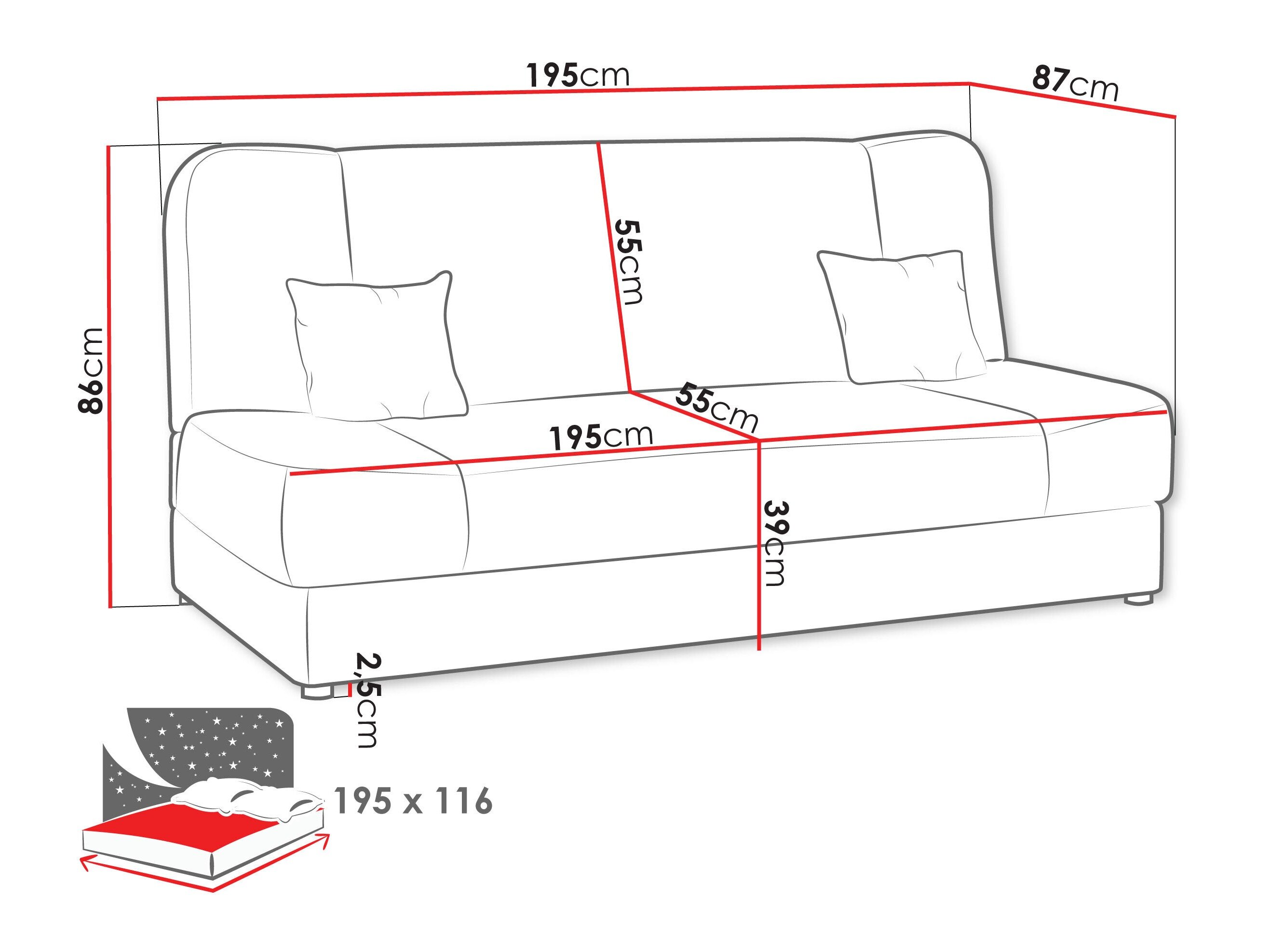 Sofa bed Comfivo Cera IV (Rico 12)