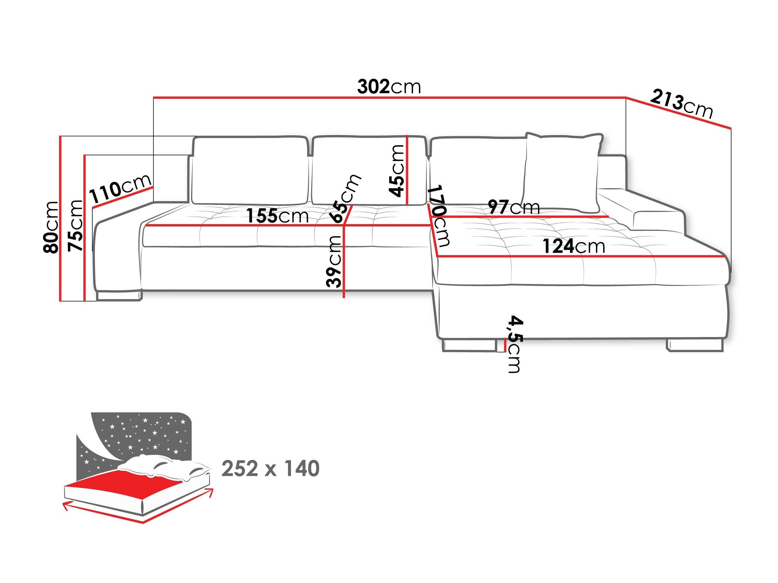 Corner sofa Comfivo Nitor V (Rico 01)