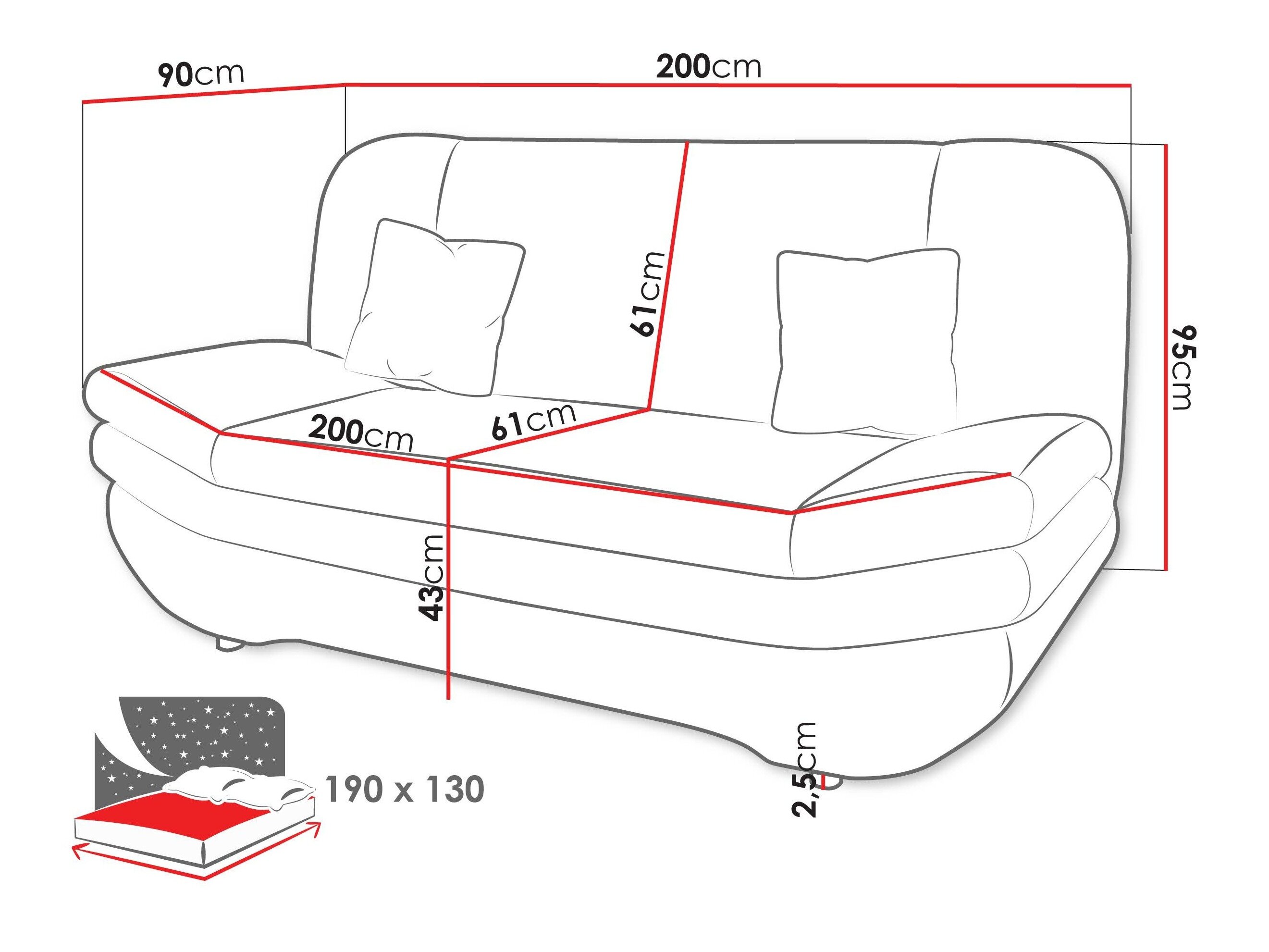 Sofa bed Comfivo Silva II (Rico 12)
