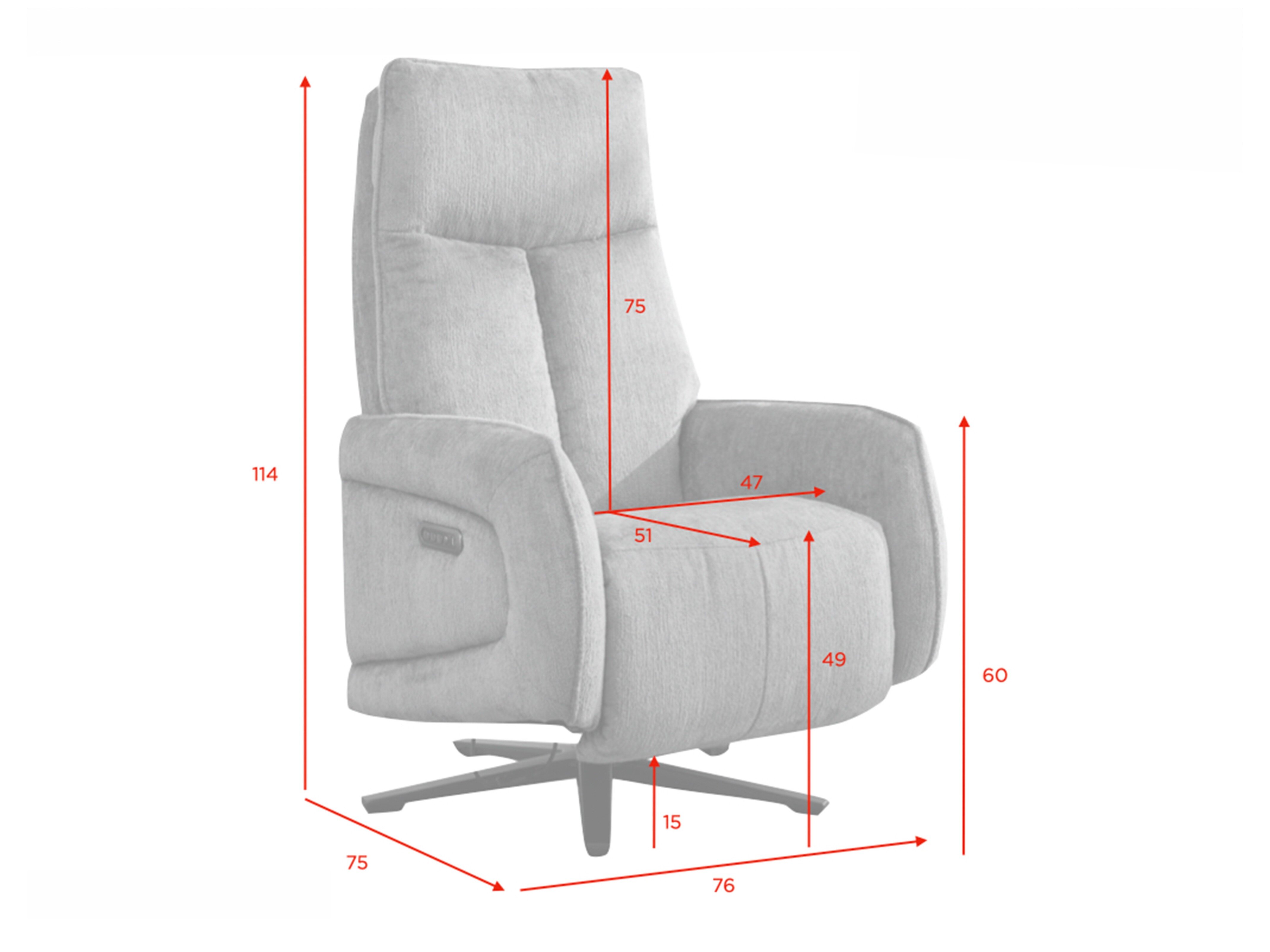 Armchair recliner Anaheim 112 (Dusty pink)