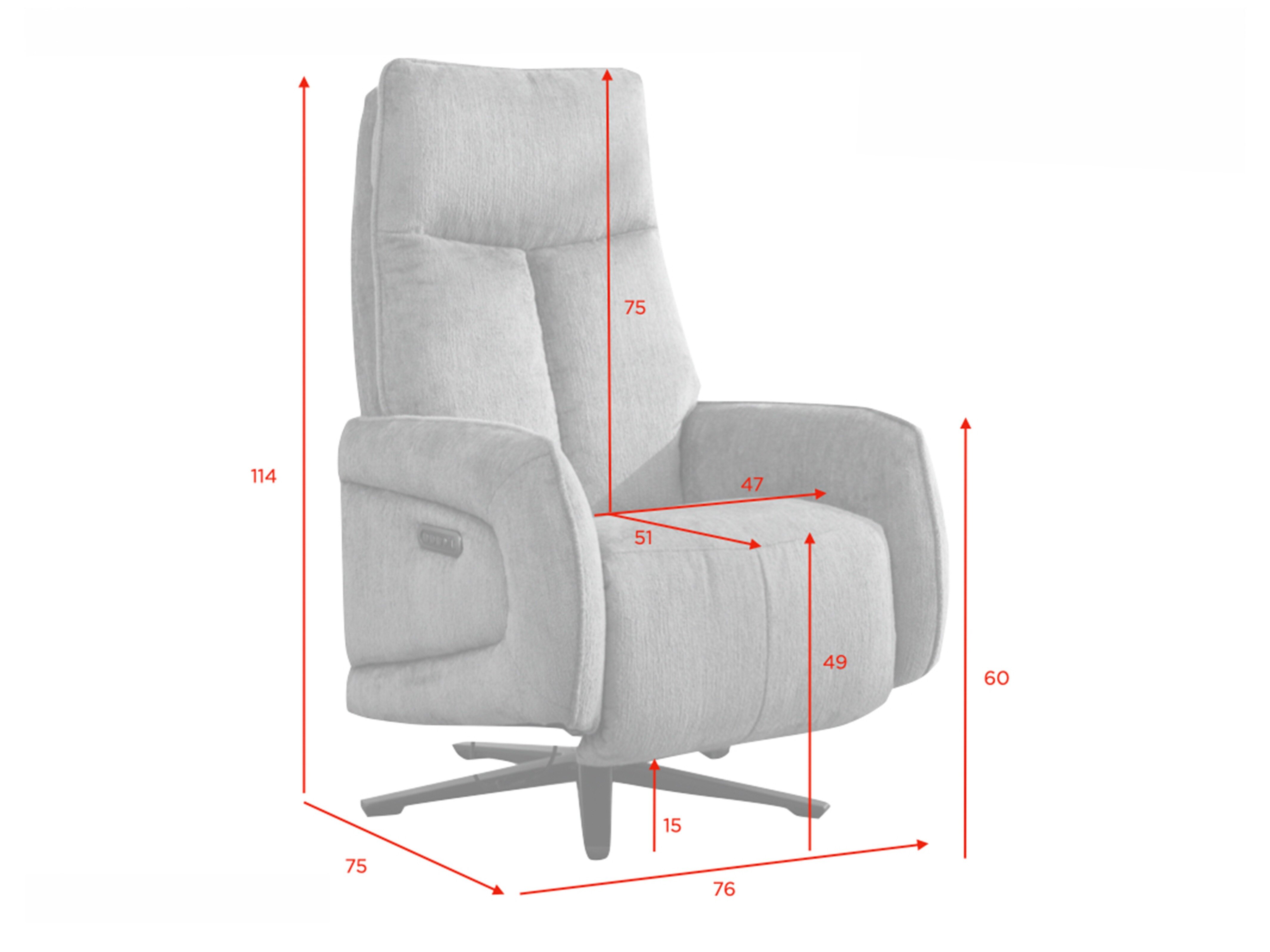 Armchair recliner Anaheim 112 (Light beige)