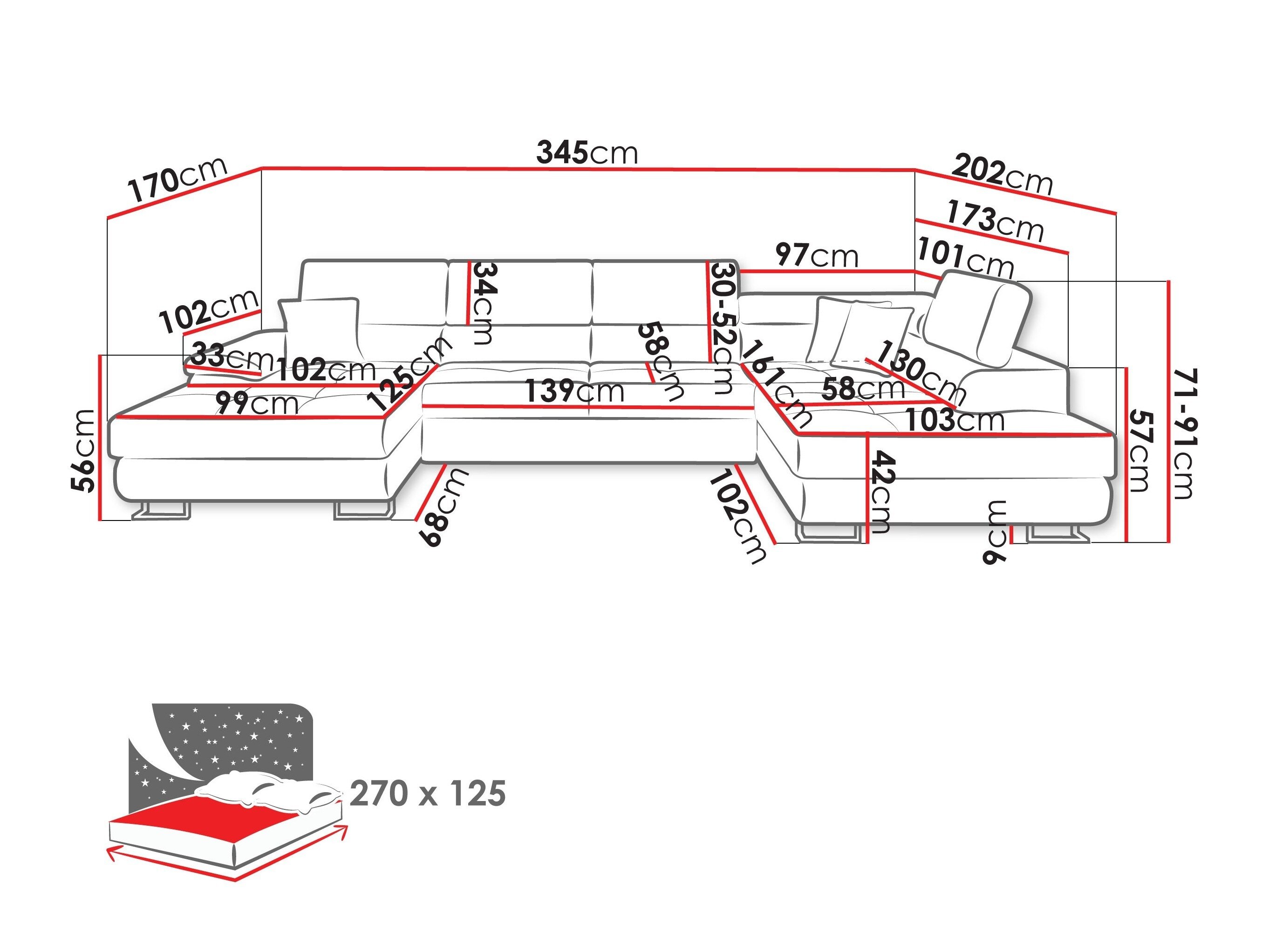 Corner sofa Comfivo Ruta VIII (Rico 01)
