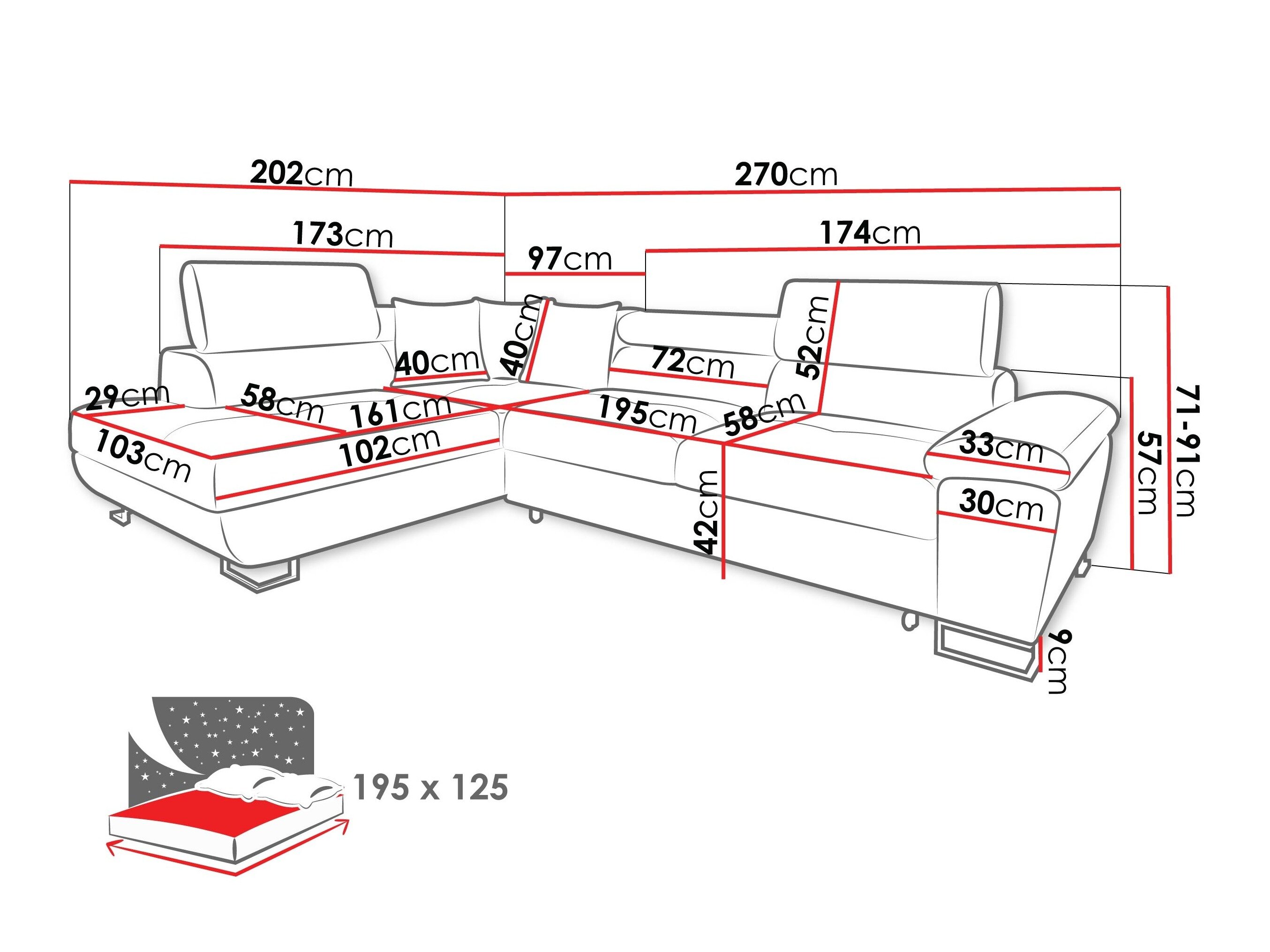 Corner sofa Comfivo Ruta IX (Rico 12)