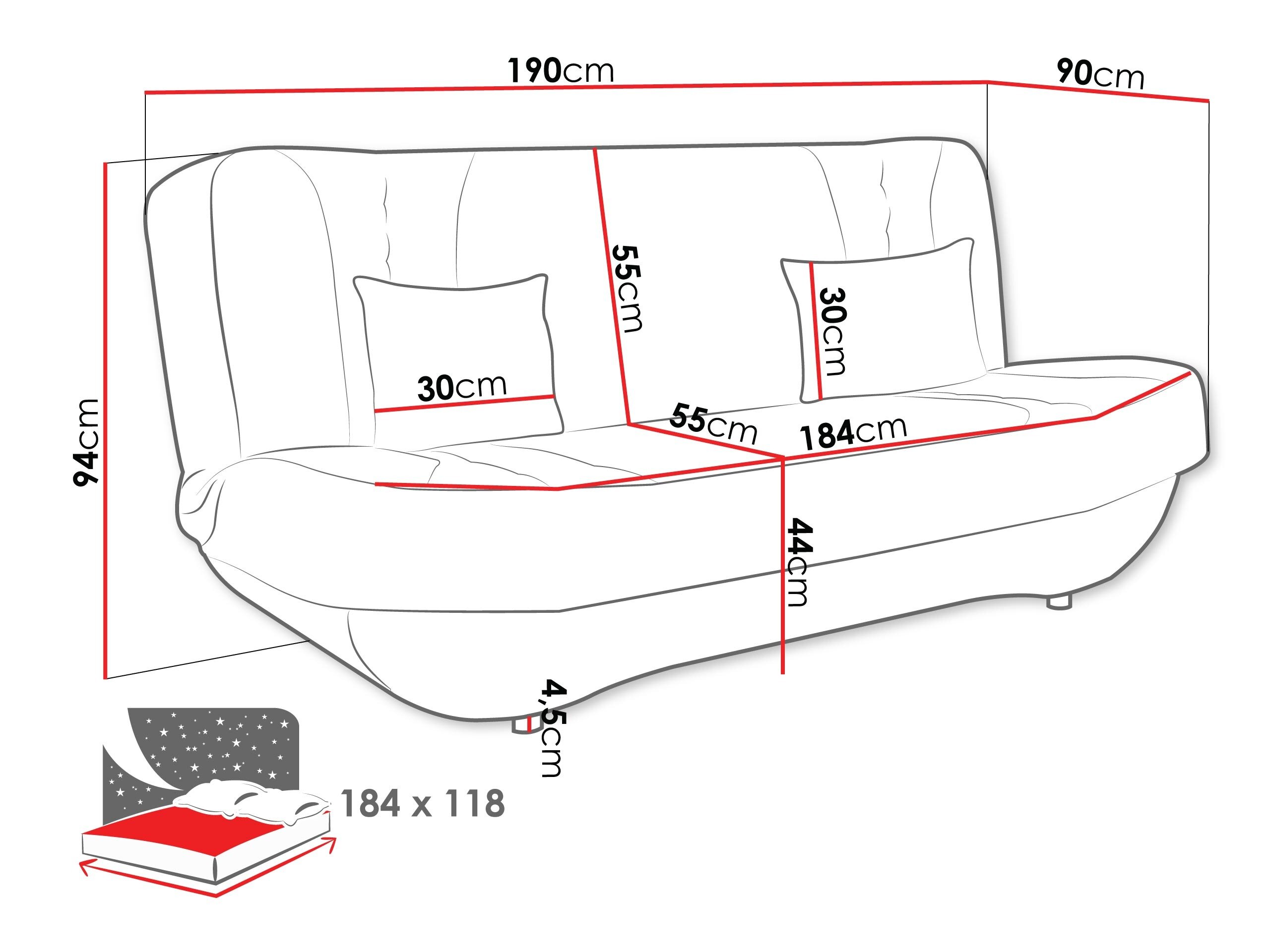 Sofa bed Comfivo Cervus I (Rico 12)