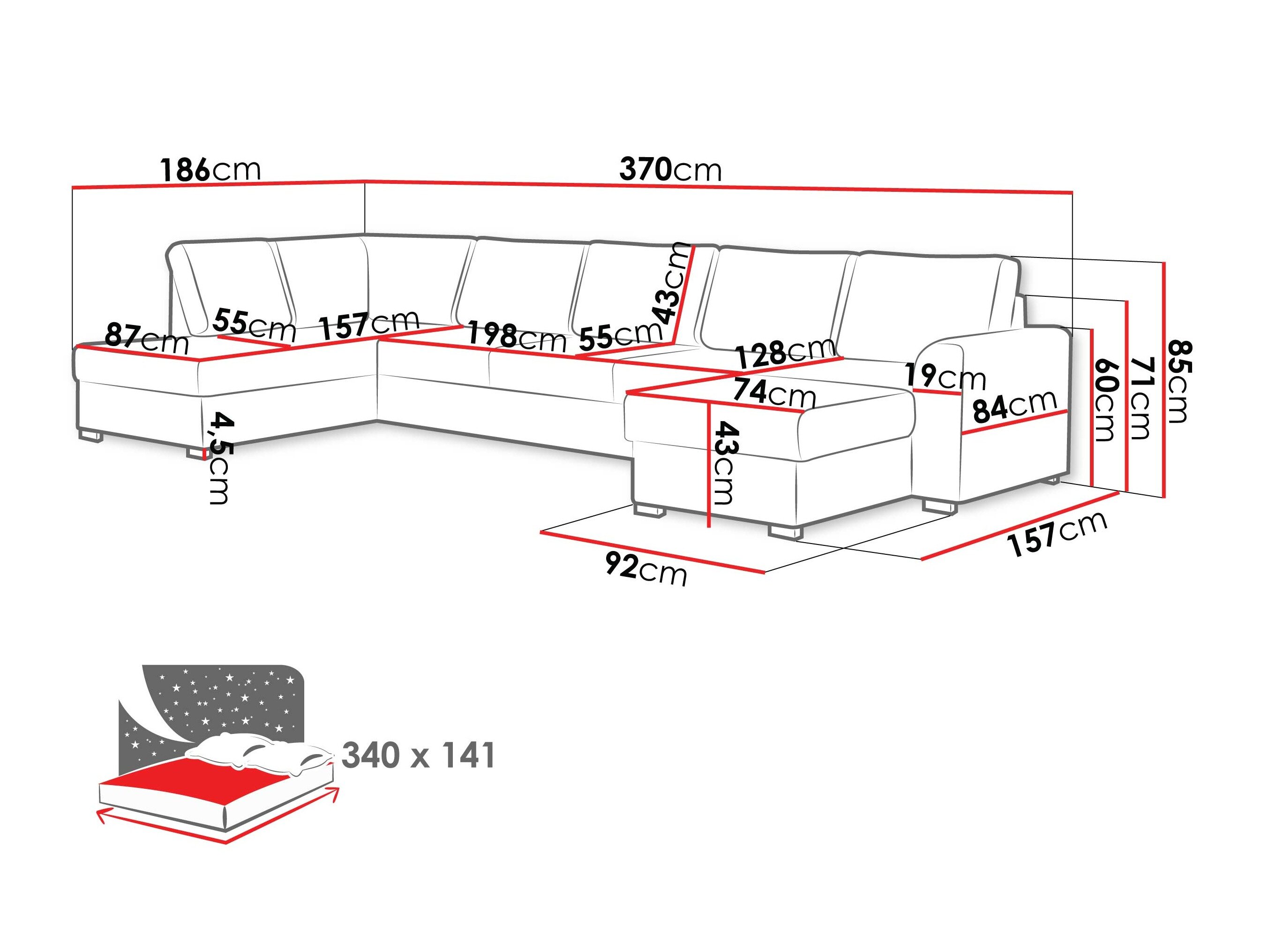 Corner sofa Comfivo Flumen IV (Rico 12)