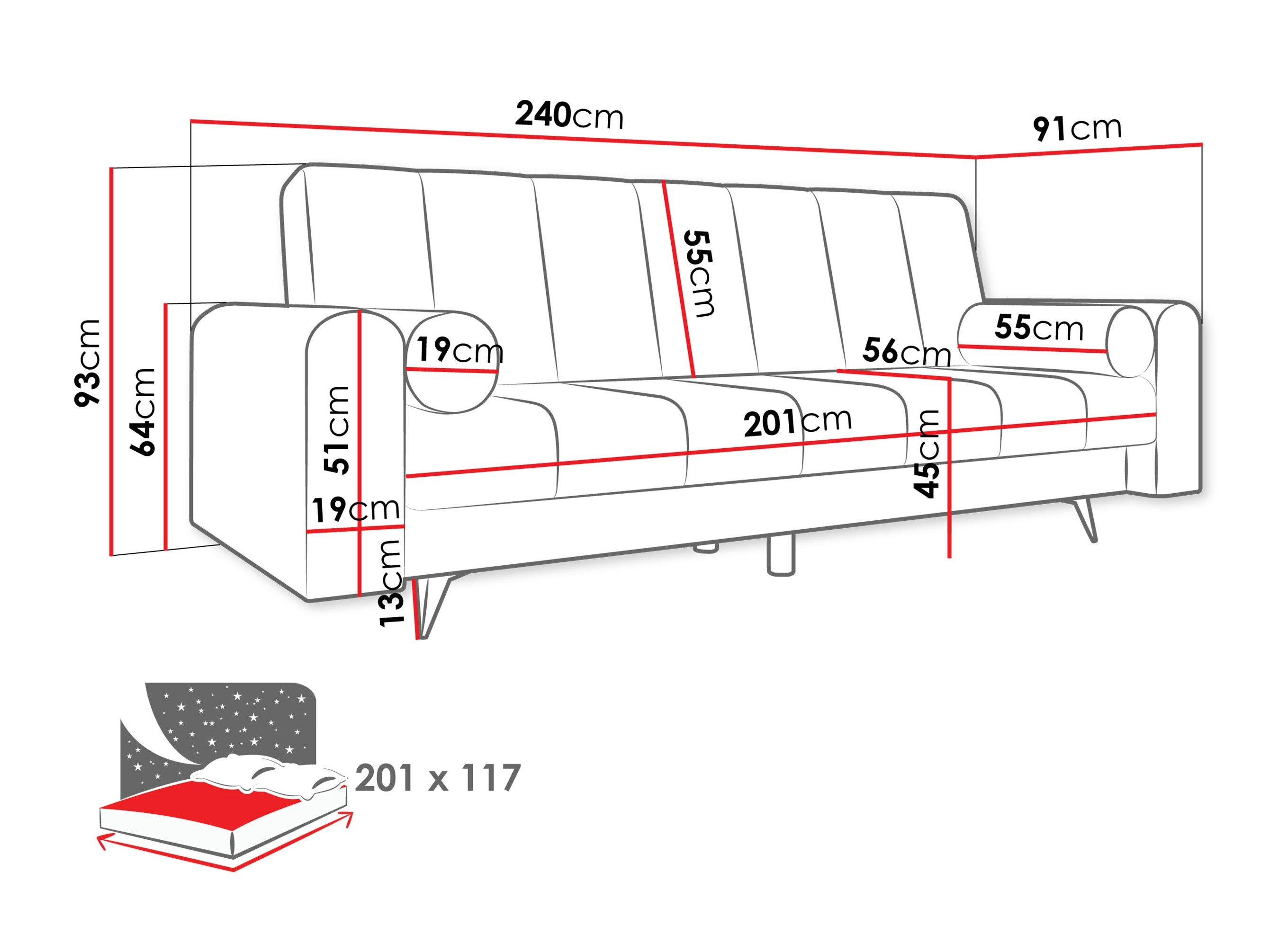 Sofa bed Comfivo Luda I (Rico 12)