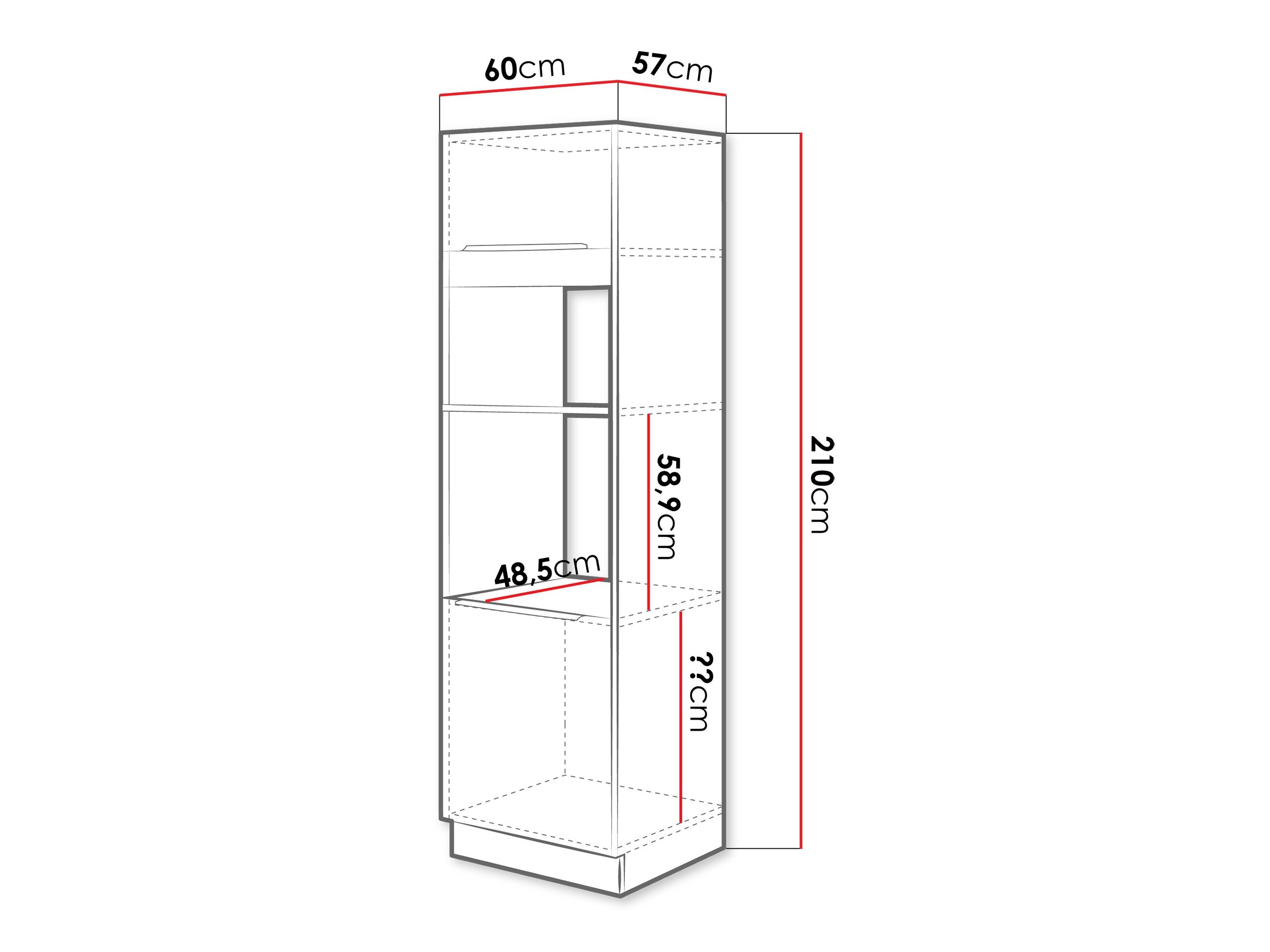 Modulaarinen kaappi sisäänrakennetuille laitteille Sole 134