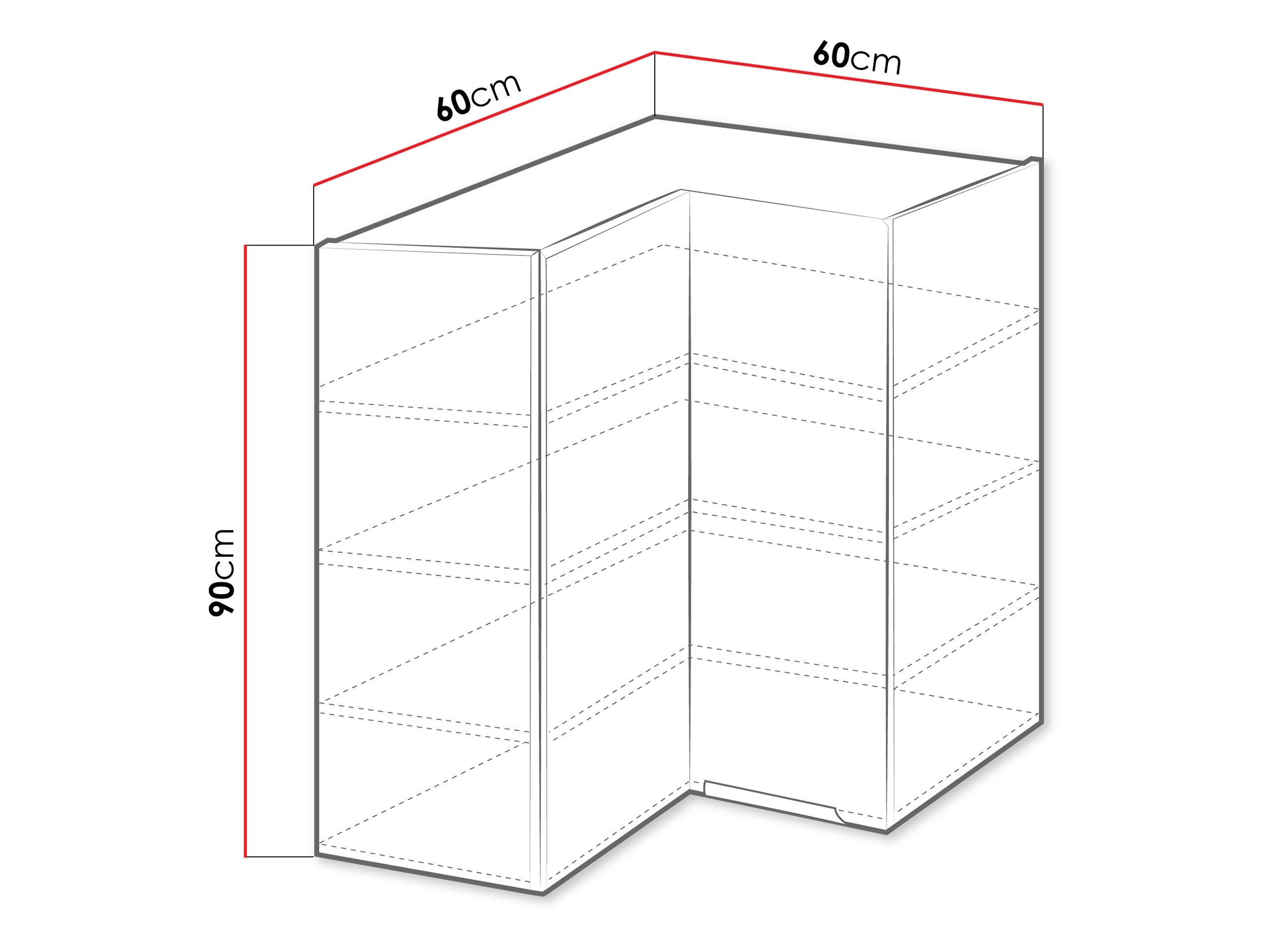 Modulaarinen kulmakaappi seinälle Sole 145