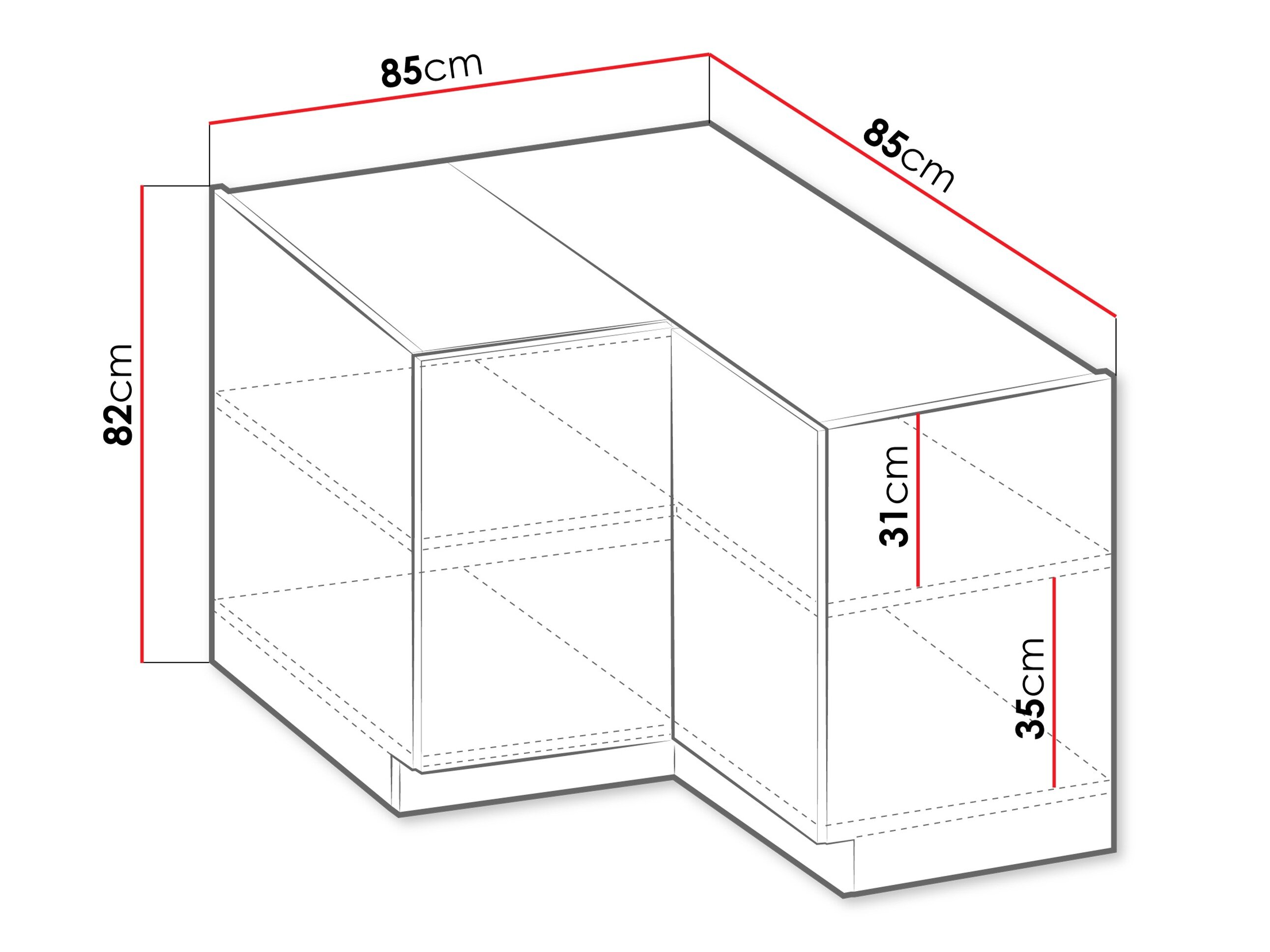 Modulaarinen kulmakaappi Sole 151