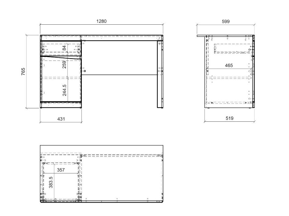 Työpöytä Venlori 120 (Valkoinen + Grafiitti)