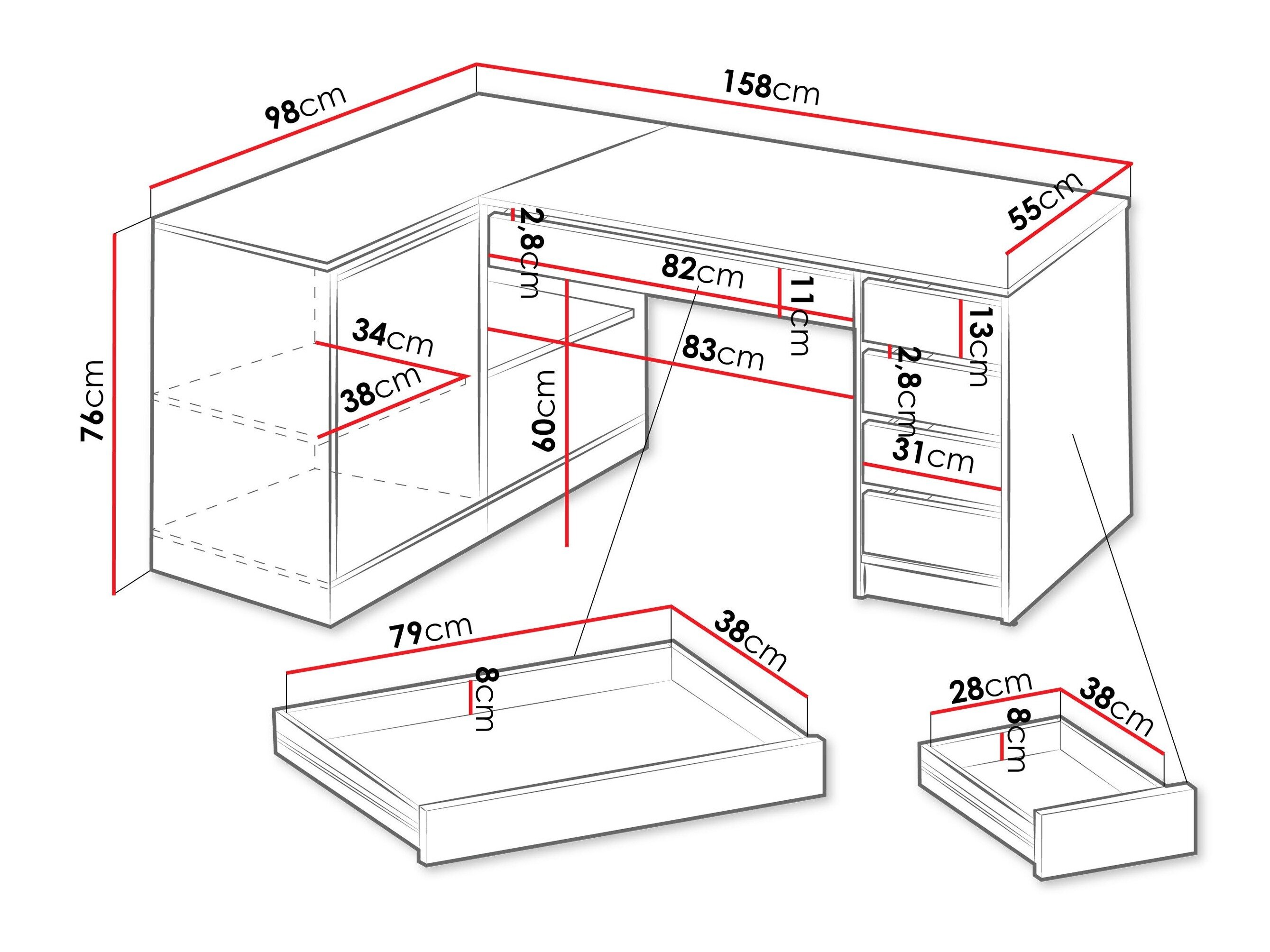 Corner desk Comfivo Terros III (Black)