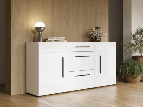 Chest of drawers Ophsalu 108 (White + Glossy white)
