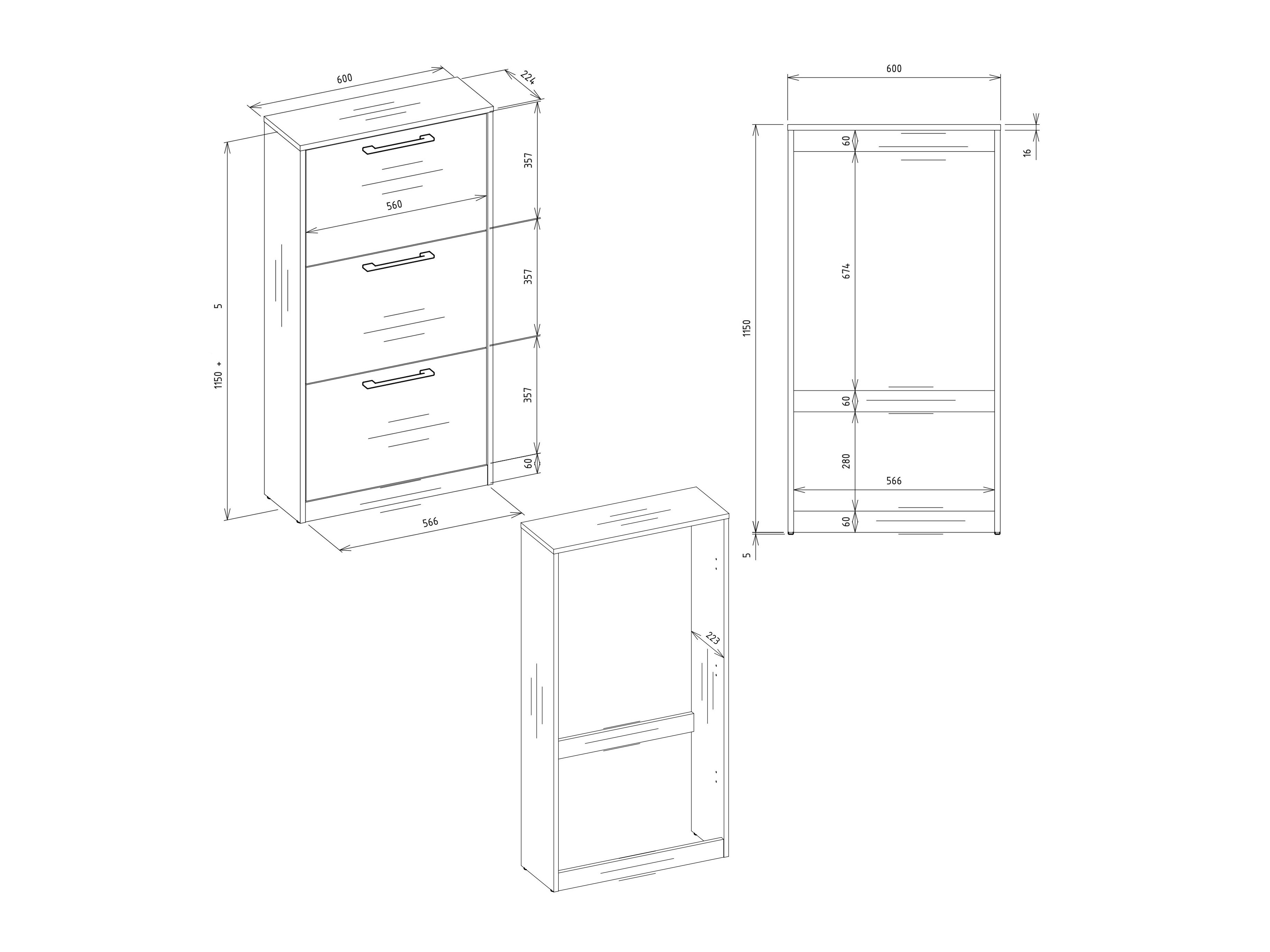 Kenkäkaappi Mandeville 224 (Artisaanitammi)